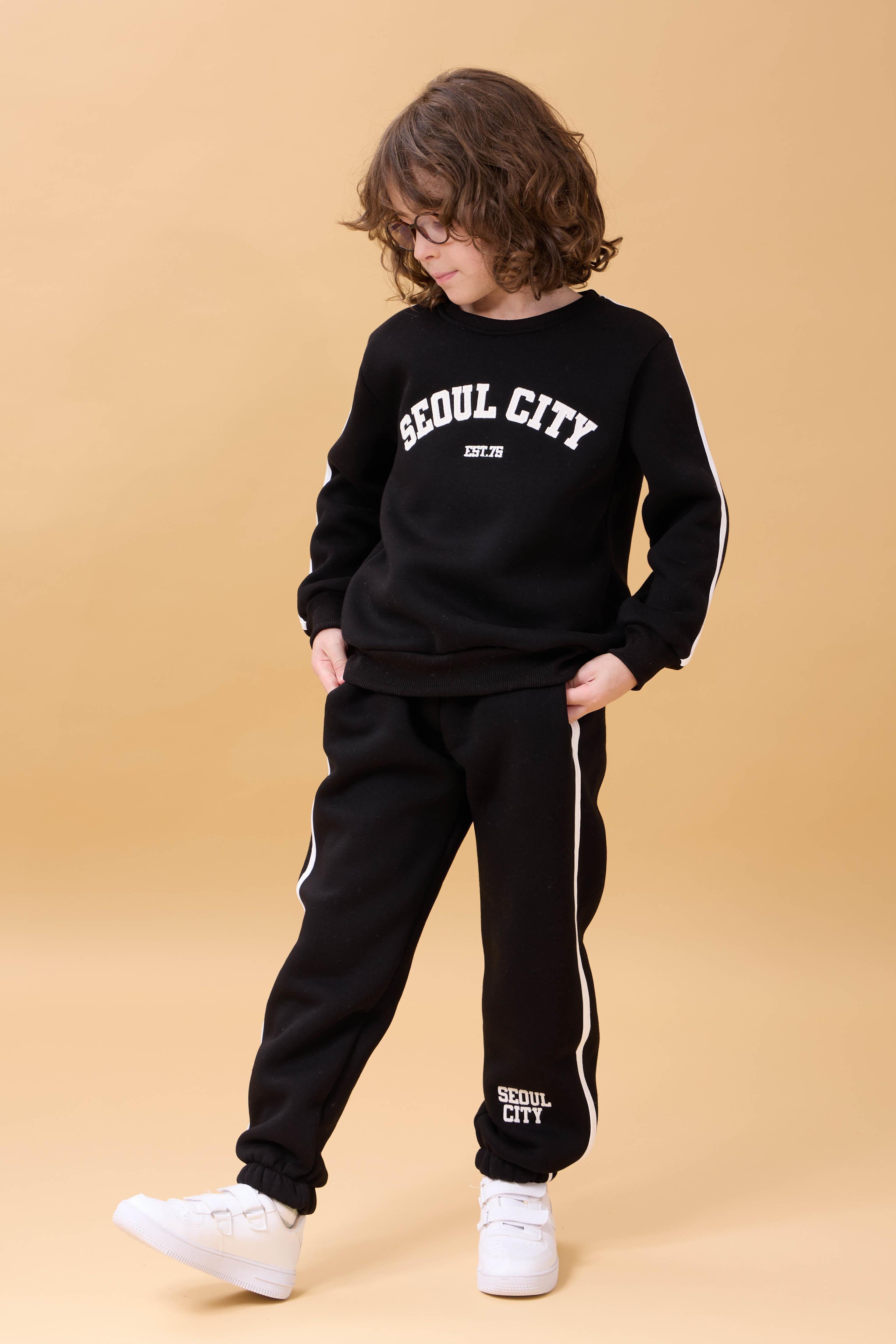 Erkek Çocuk Aplikeli Şardonlu Bisiklet Yaka İkili Kolej Takım