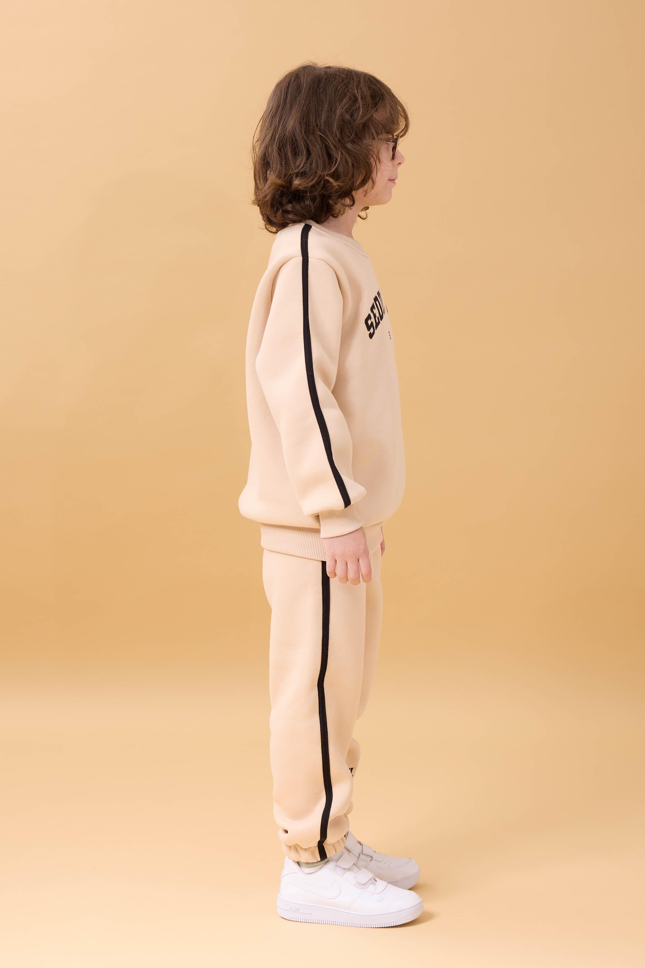 Erkek Çocuk Aplikeli Şardonlu Bisiklet Yaka İkili Kolej Takım