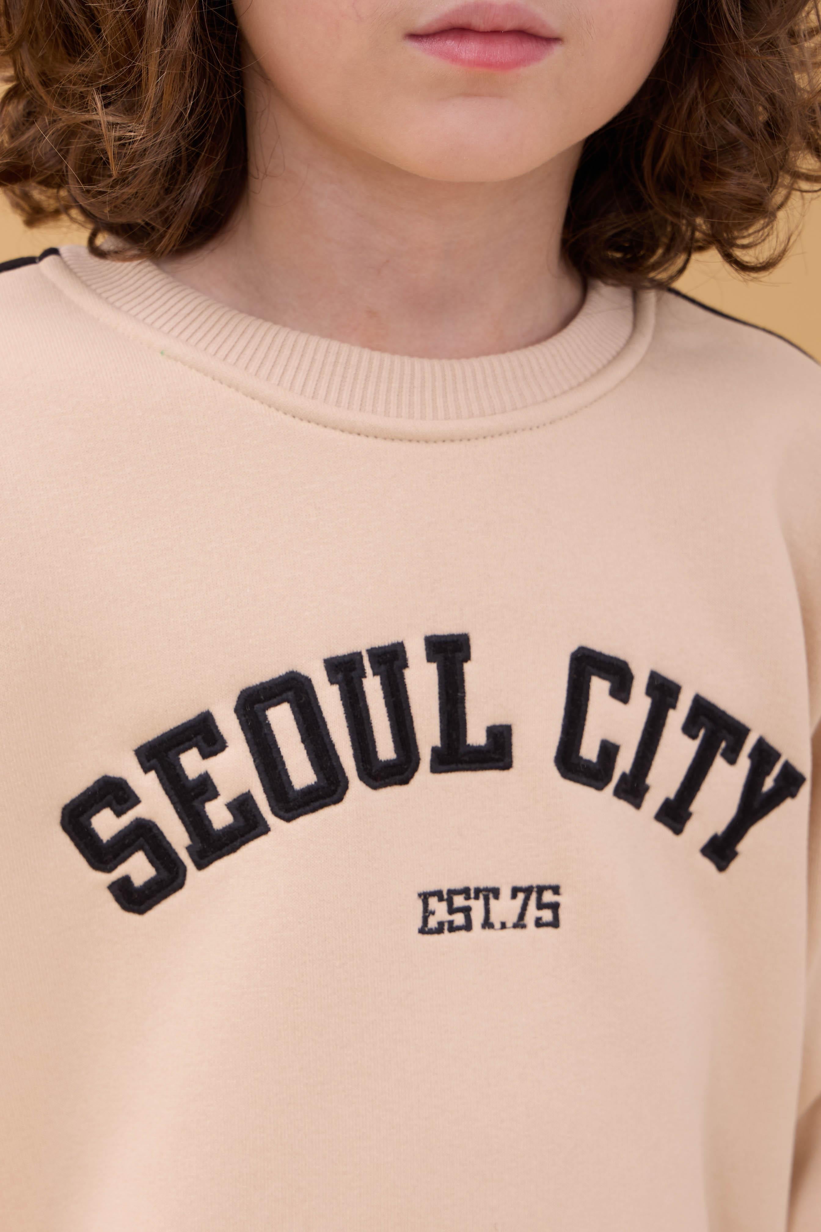 Erkek Çocuk Aplikeli Şardonlu Bisiklet Yaka İkili Kolej Takım