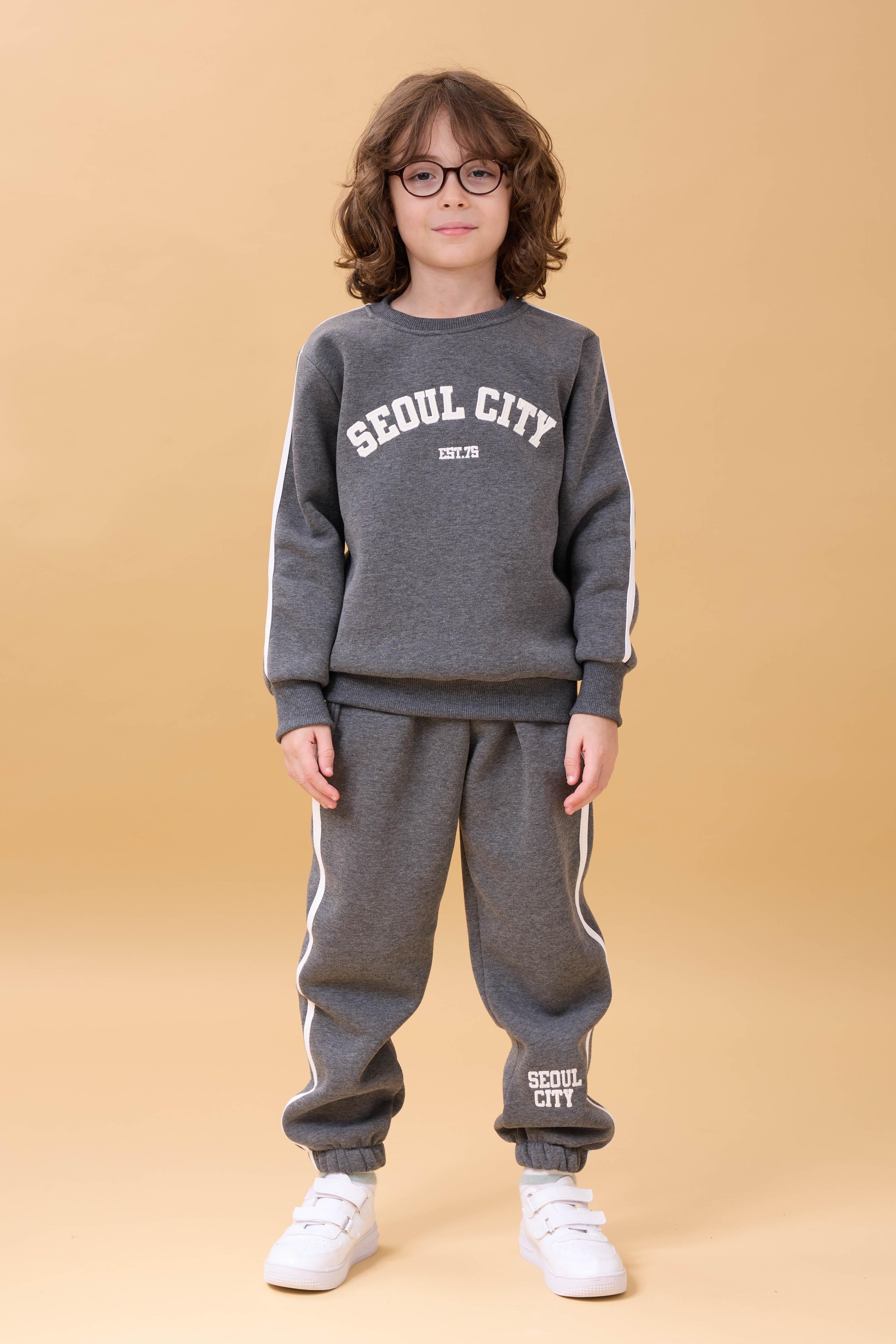 Erkek Çocuk Aplikeli Şardonlu Bisiklet Yaka İkili Kolej Takım