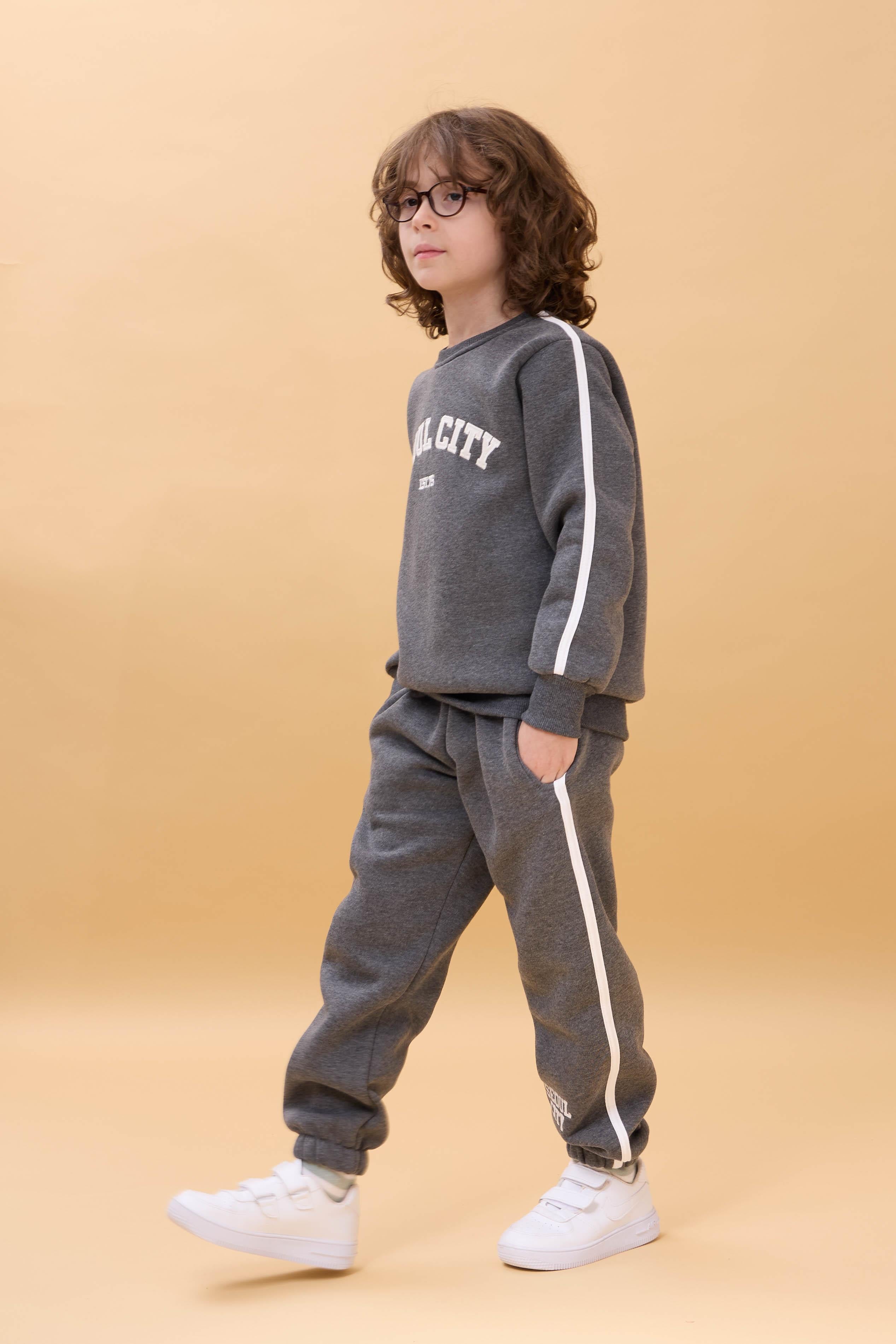 Erkek Çocuk Aplikeli Şardonlu Bisiklet Yaka İkili Kolej Takım