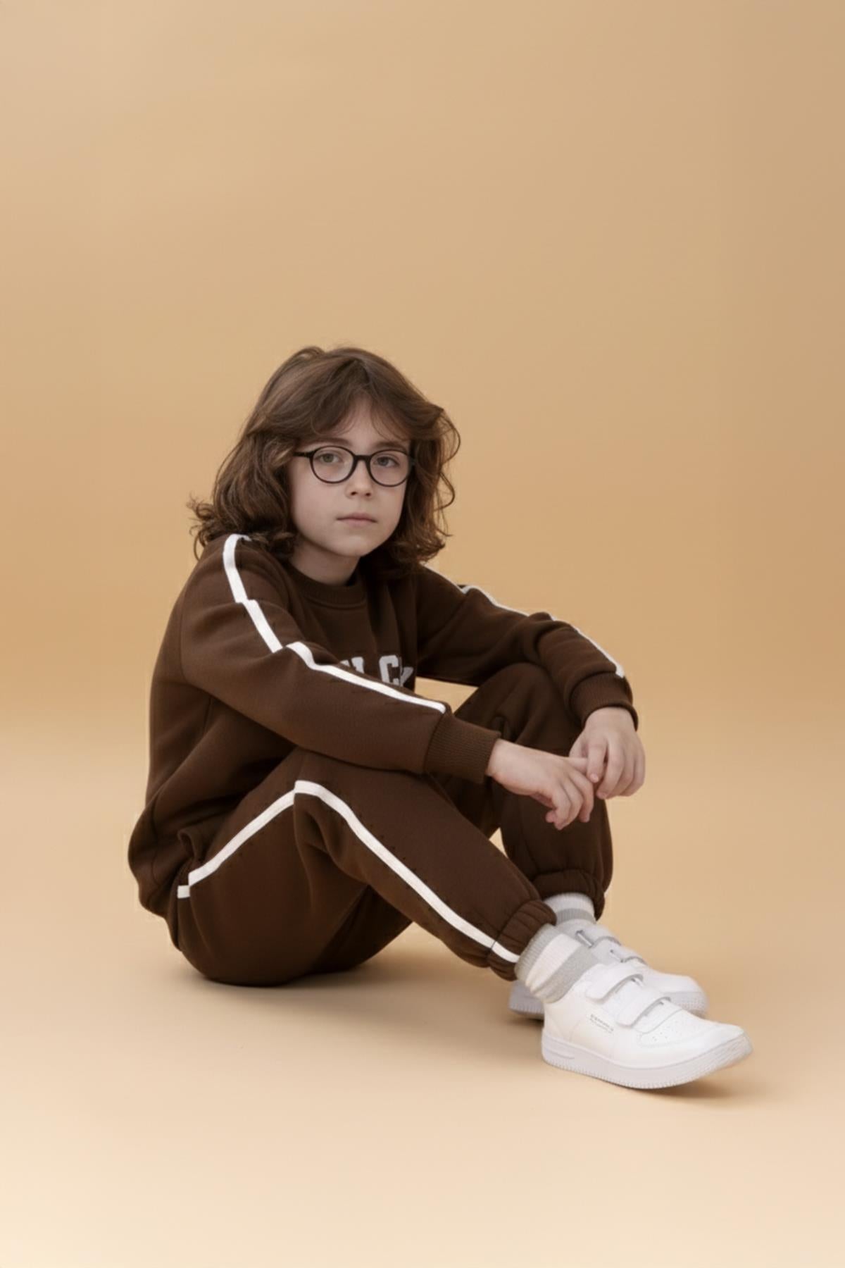 Erkek Çocuk Aplikeli Şardonlu Bisiklet Yaka İkili Kolej Takım