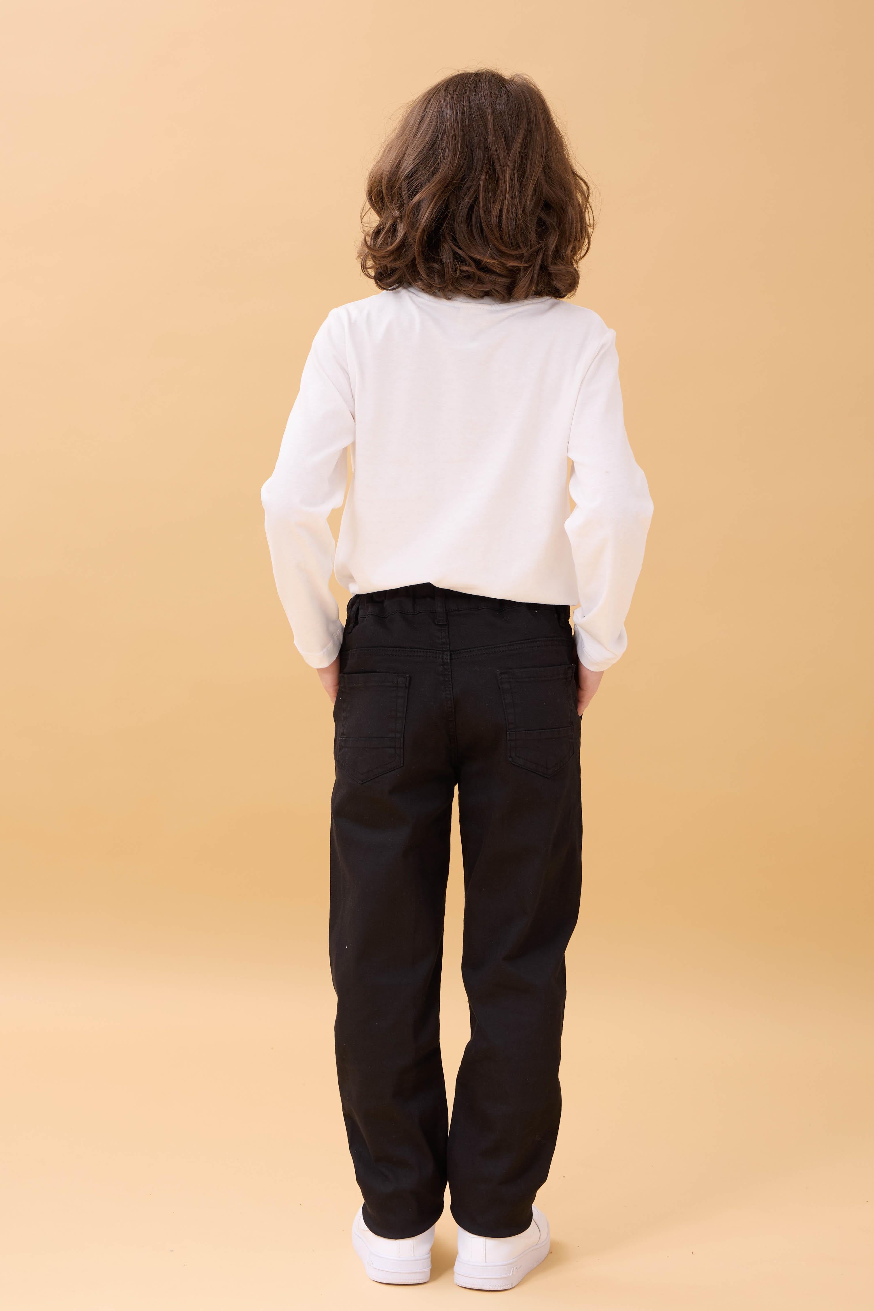 Erkek Çocuk Gabardin Okul Pantolonu Bel Ayarlı – Siyah