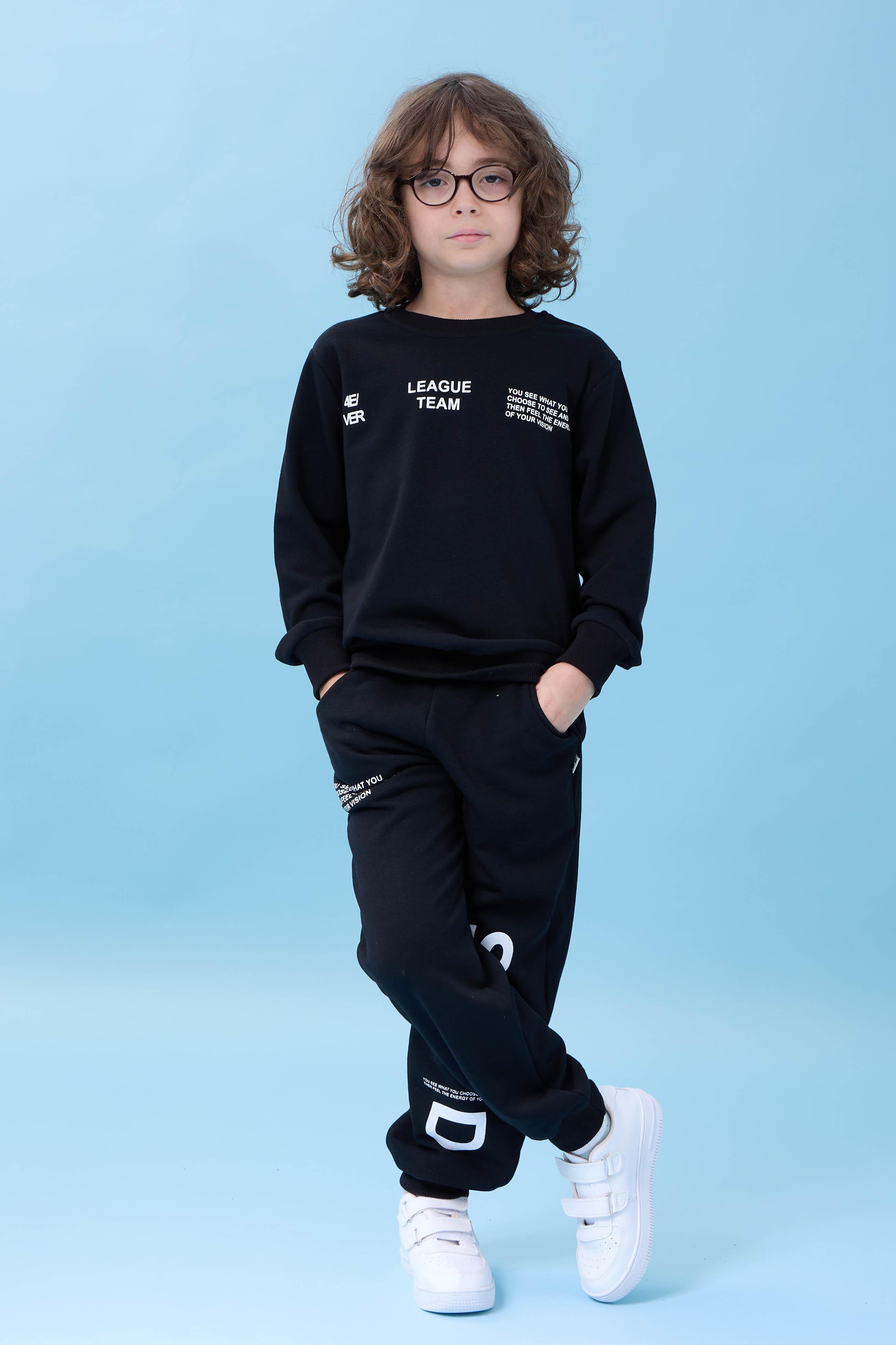 Erkek Çocuk Bisiklet Yaka Baskılı Mevsimlik Alt Üst Takım