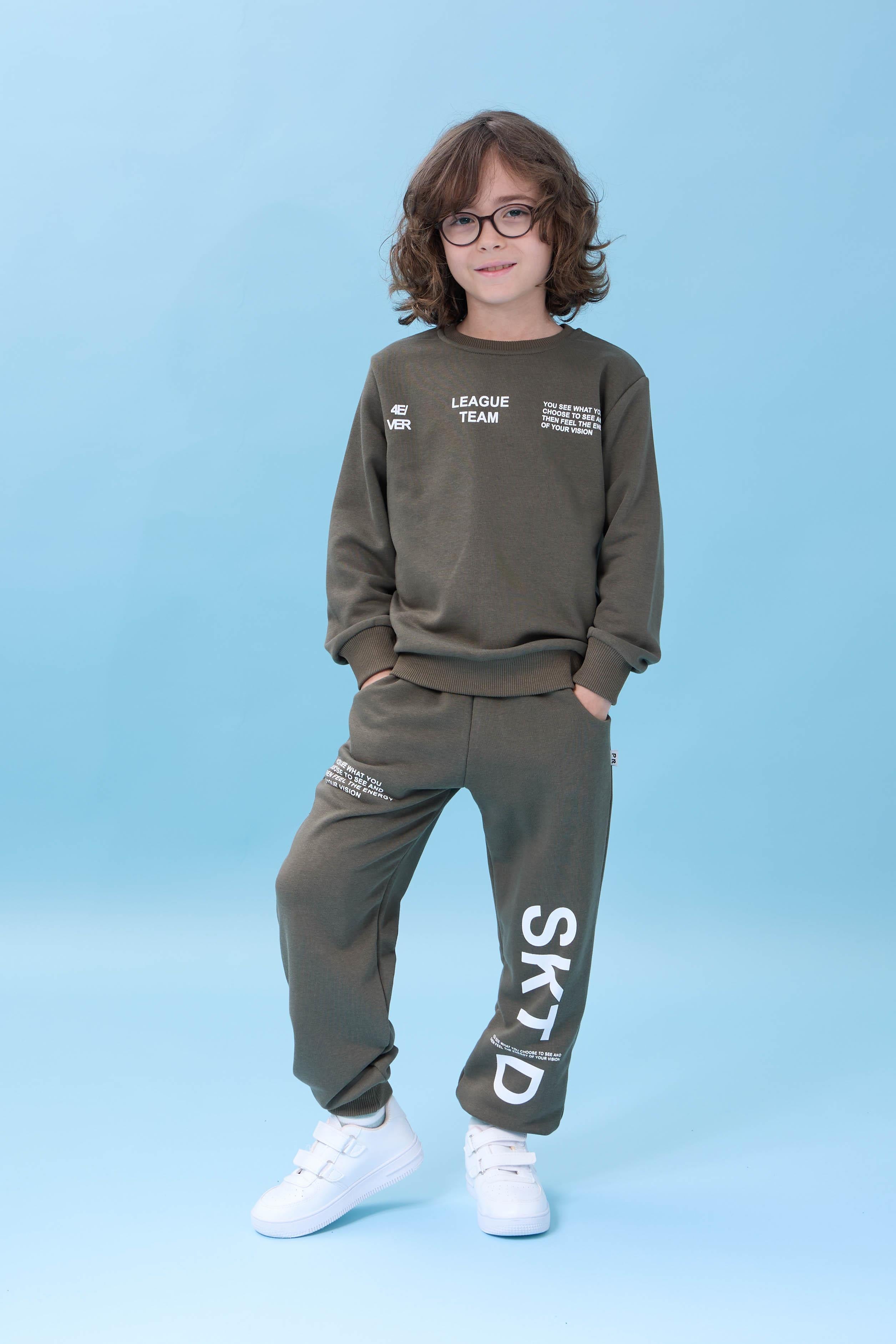 Erkek Çocuk Bisiklet Yaka Baskılı Mevsimlik Alt Üst Takım