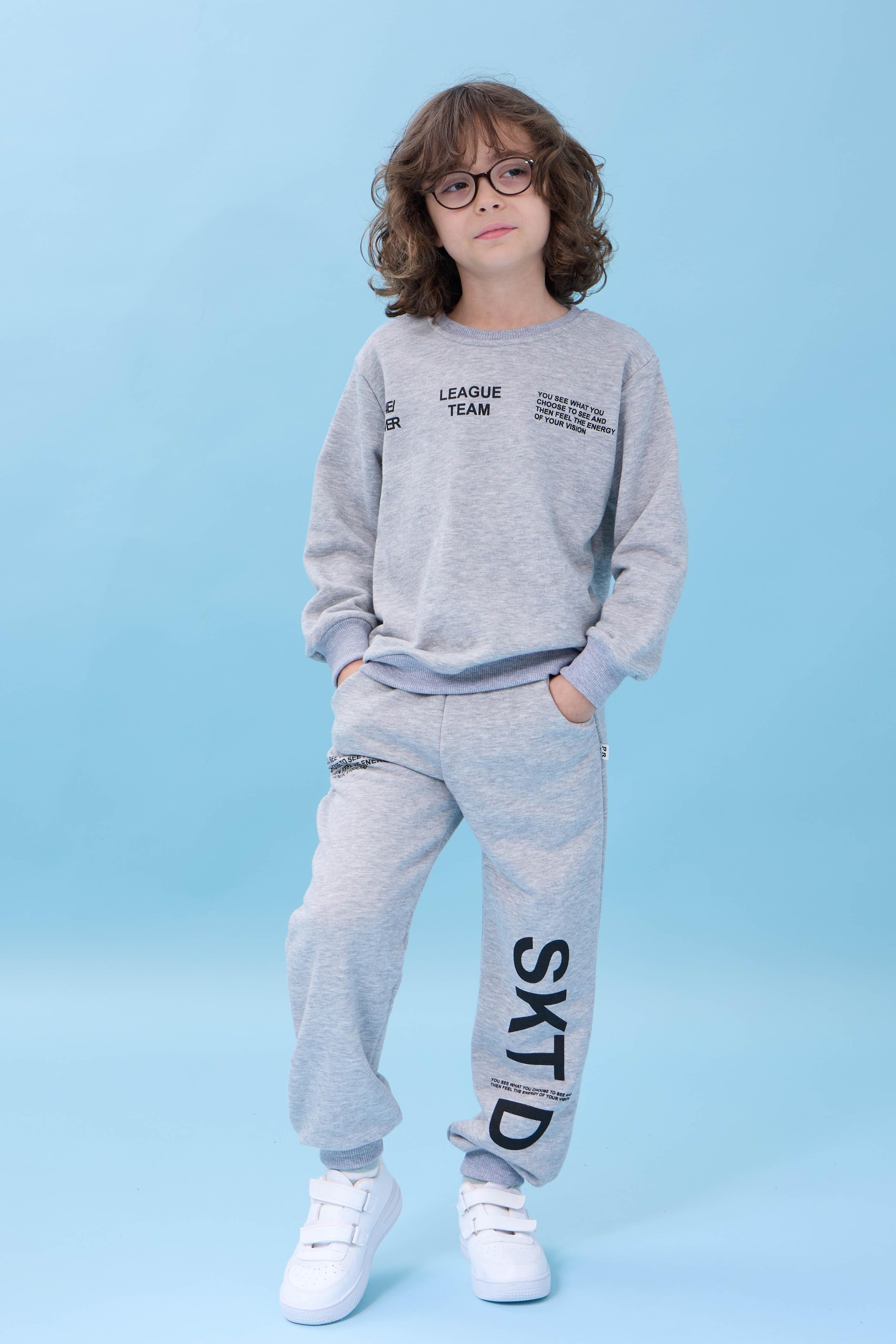 Erkek Çocuk Bisiklet Yaka Baskılı Mevsimlik Alt Üst Takım