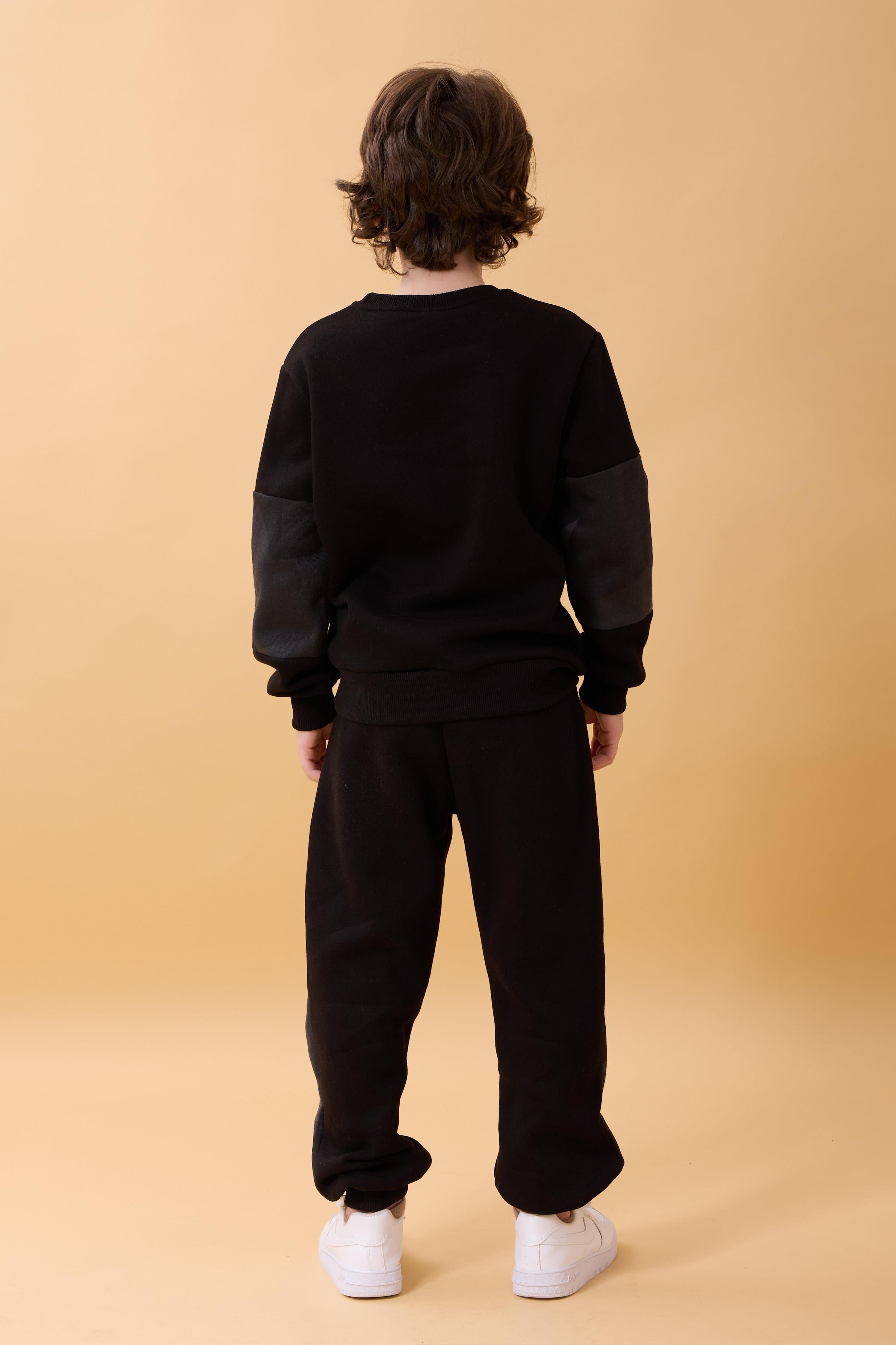 Erkek Çocuk Bisiklet Yaka Kamuflaj Garnili Kışlık Eşofman Takımı