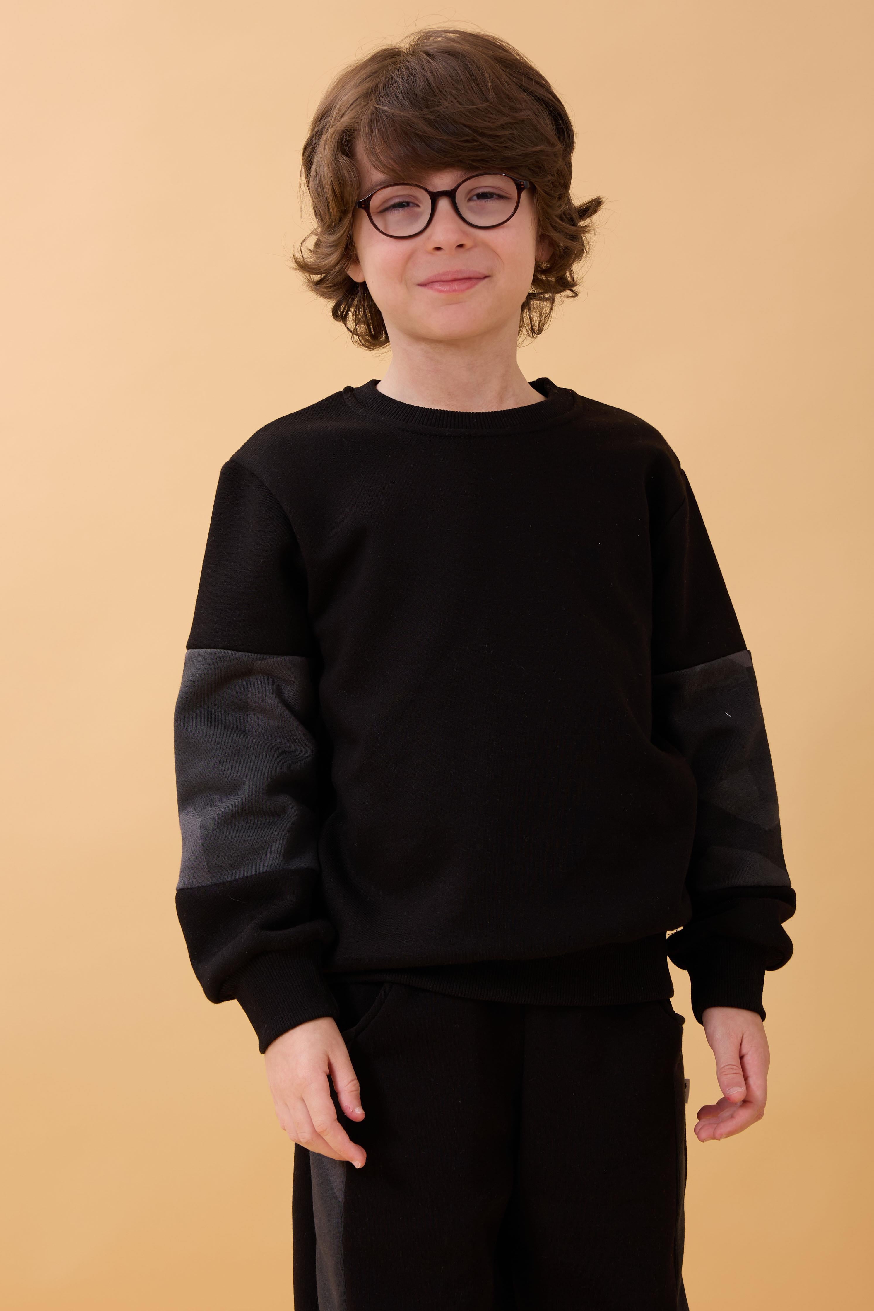 Erkek Çocuk Bisiklet Yaka Kamuflaj Garnili Kışlık Eşofman Takımı