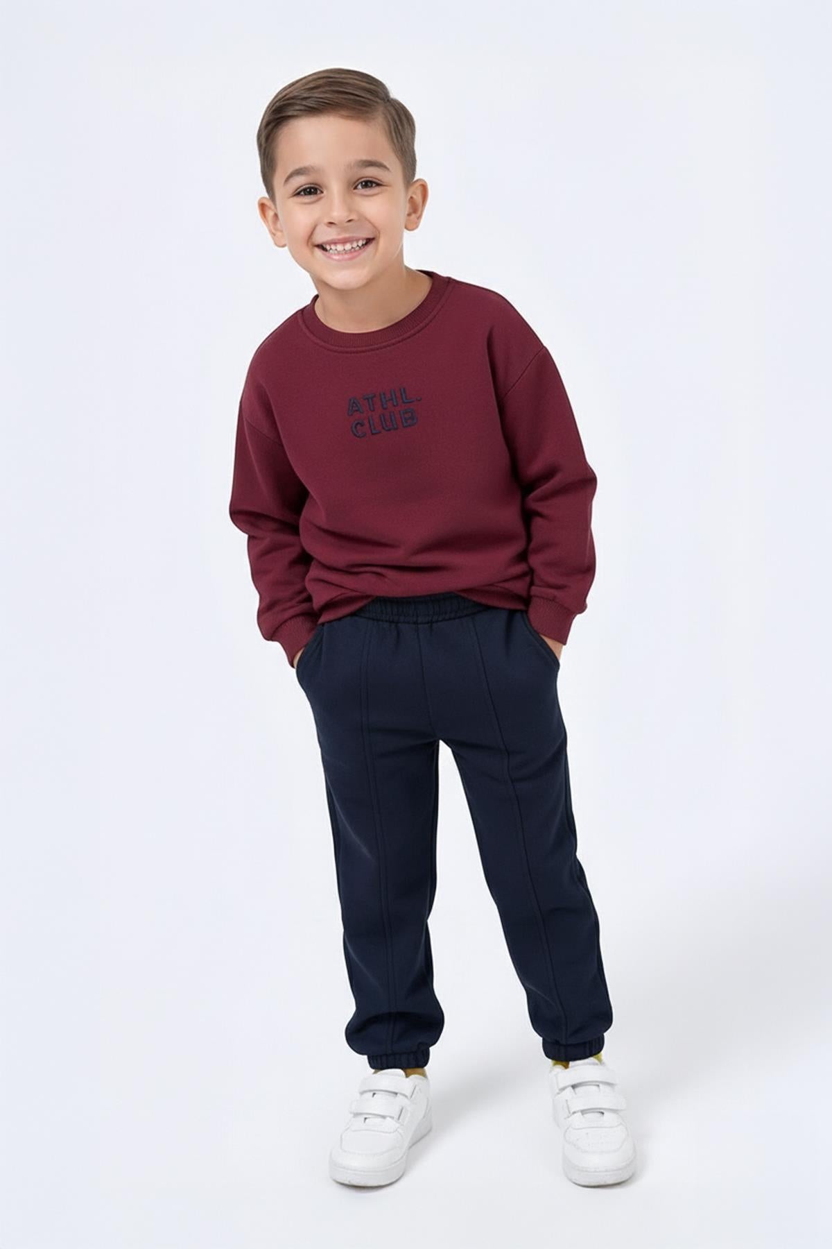 Erkek Çocuk Bisiklet Yaka Nakışlı Kışlık Takım