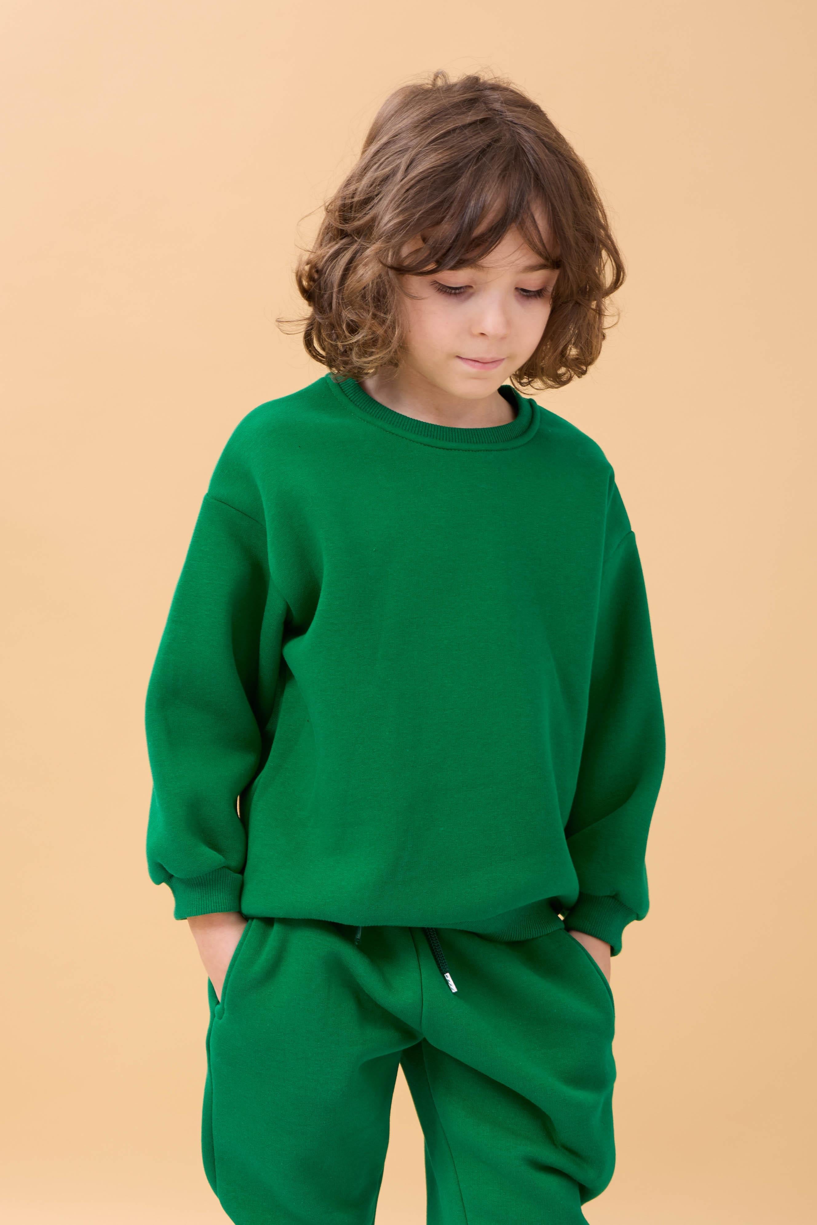 Erkek Çocuk Bisiklet Yaka Şardonlu Kışlık 2'li Eşofman Takımı