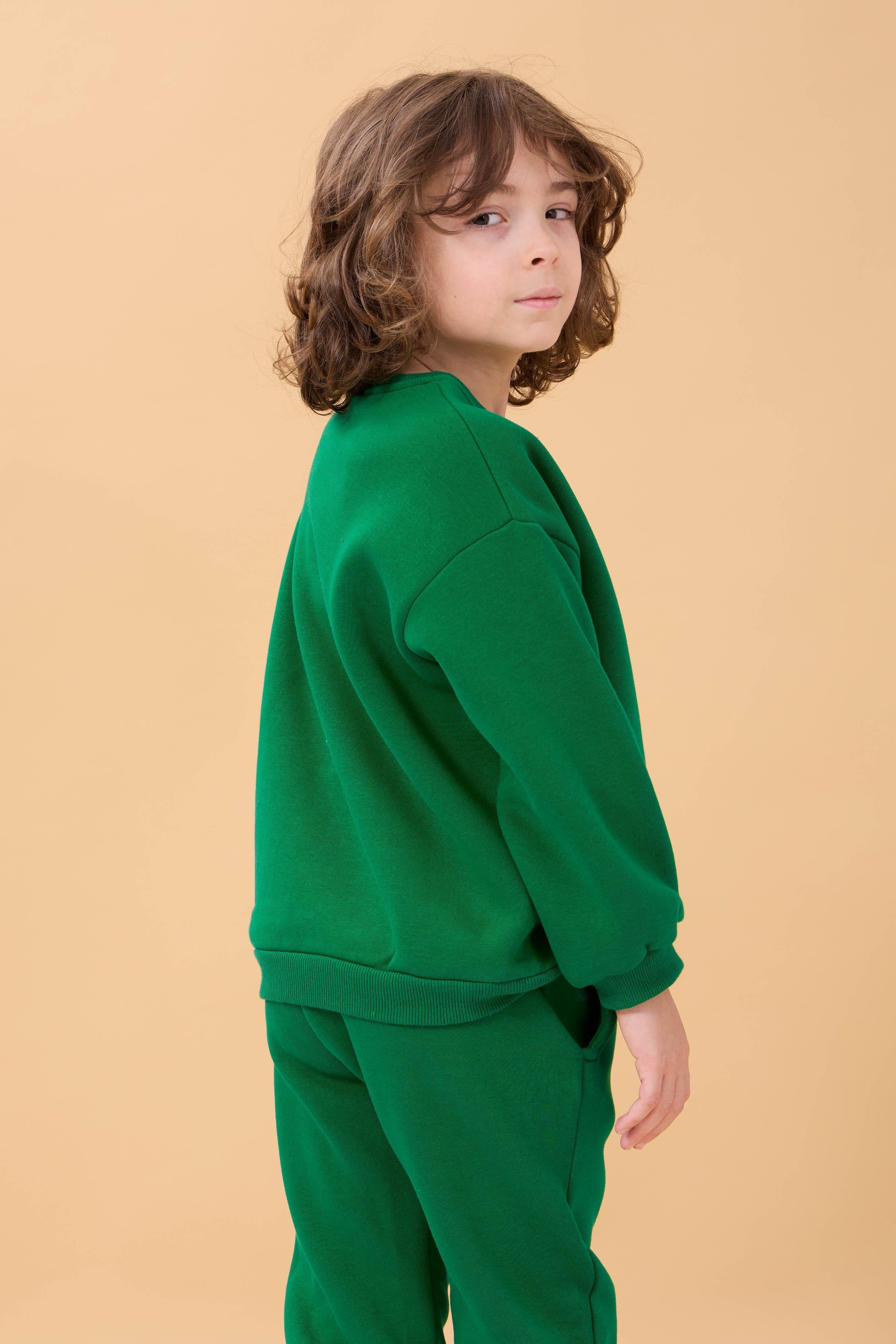 Erkek Çocuk Bisiklet Yaka Şardonlu Kışlık 2'li Eşofman Takımı