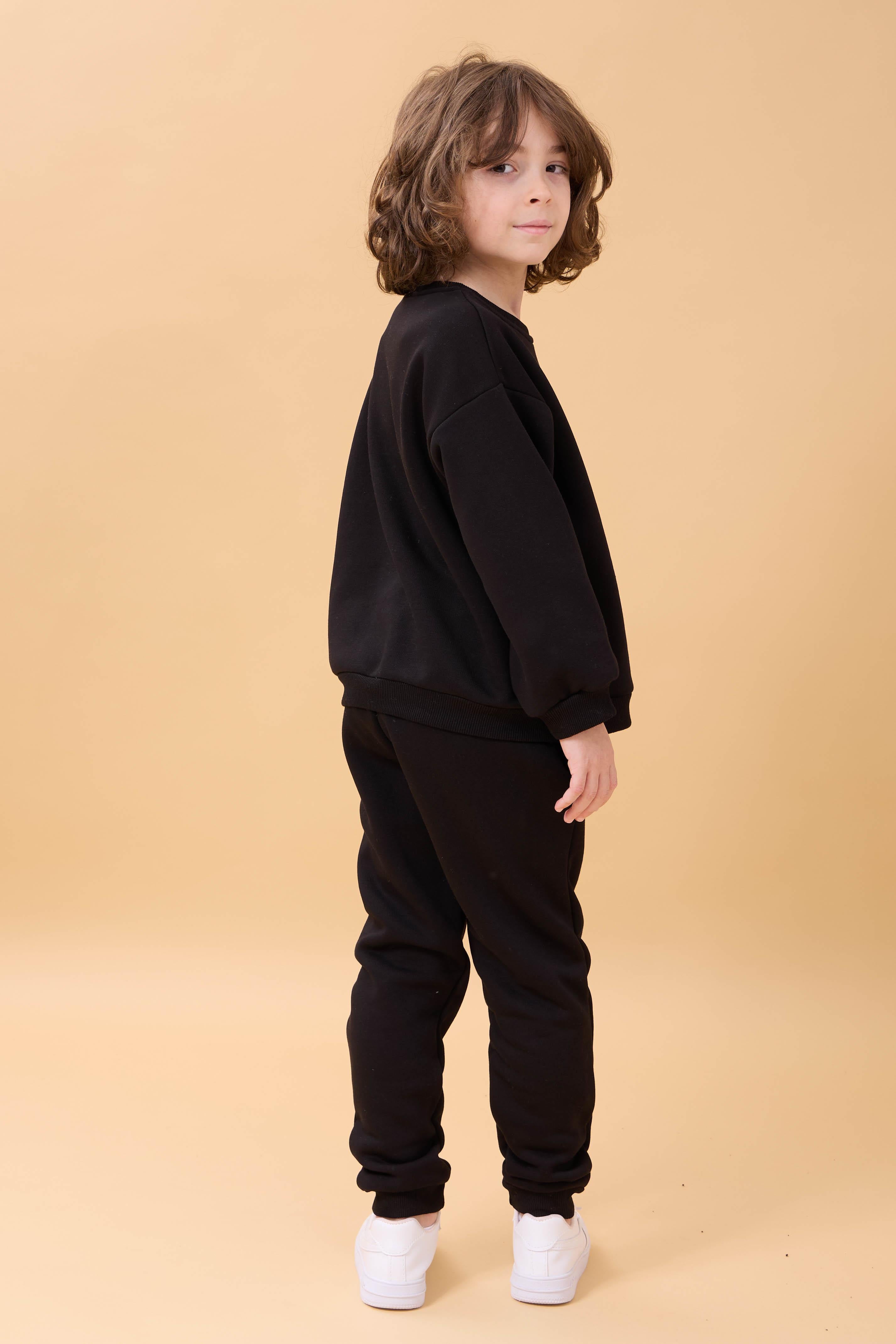 Erkek Çocuk Bisiklet Yaka Şardonlu Kışlık 2'li Eşofman Takımı