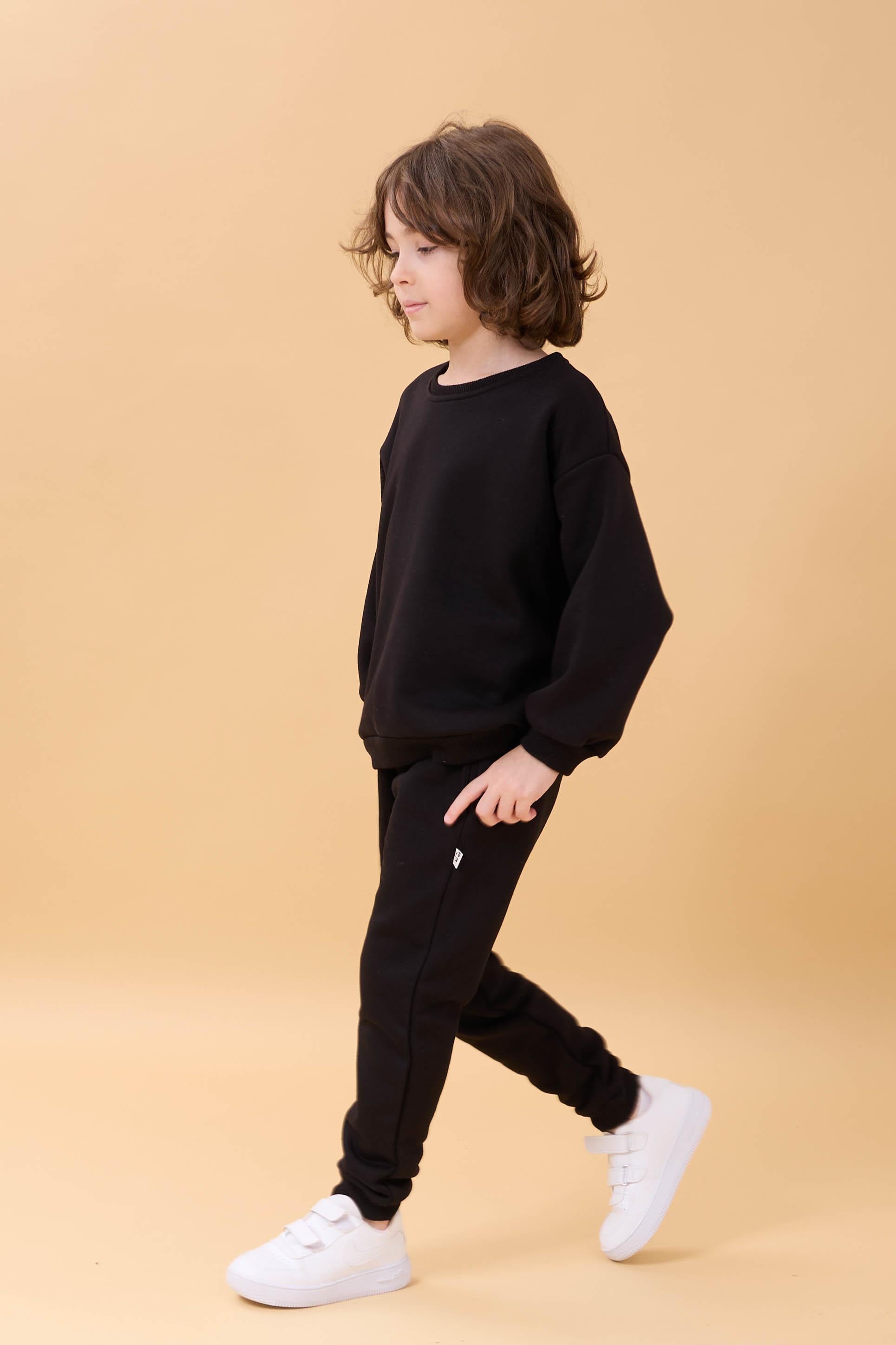 Erkek Çocuk Bisiklet Yaka Şardonlu Kışlık 2'li Eşofman Takımı