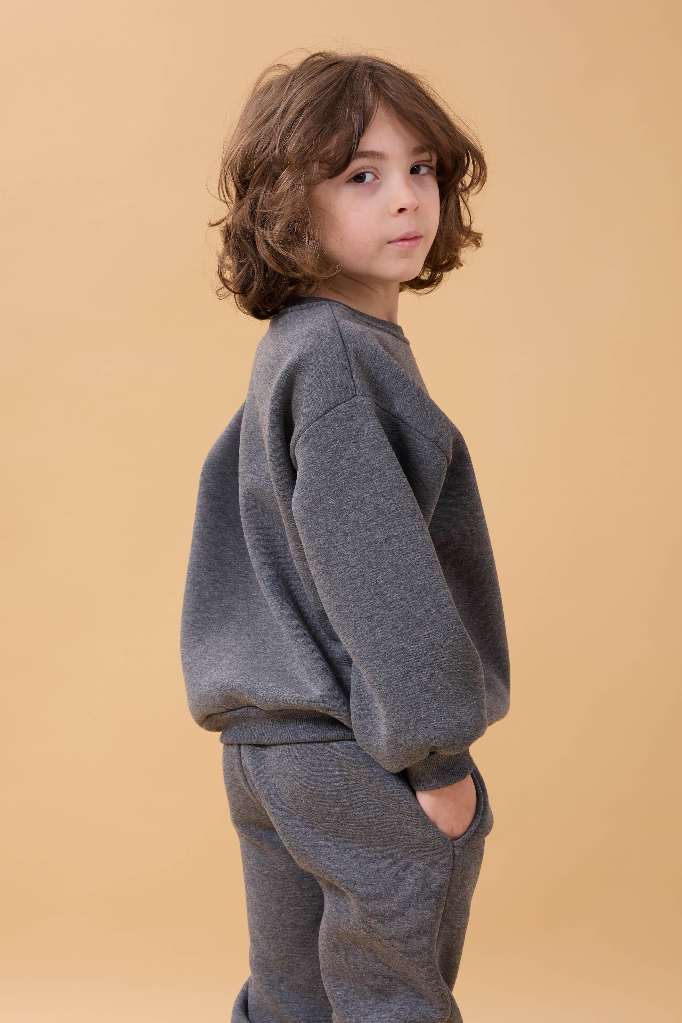 Erkek Çocuk Bisiklet Yaka Şardonlu Kışlık 2'li Eşofman Takımı