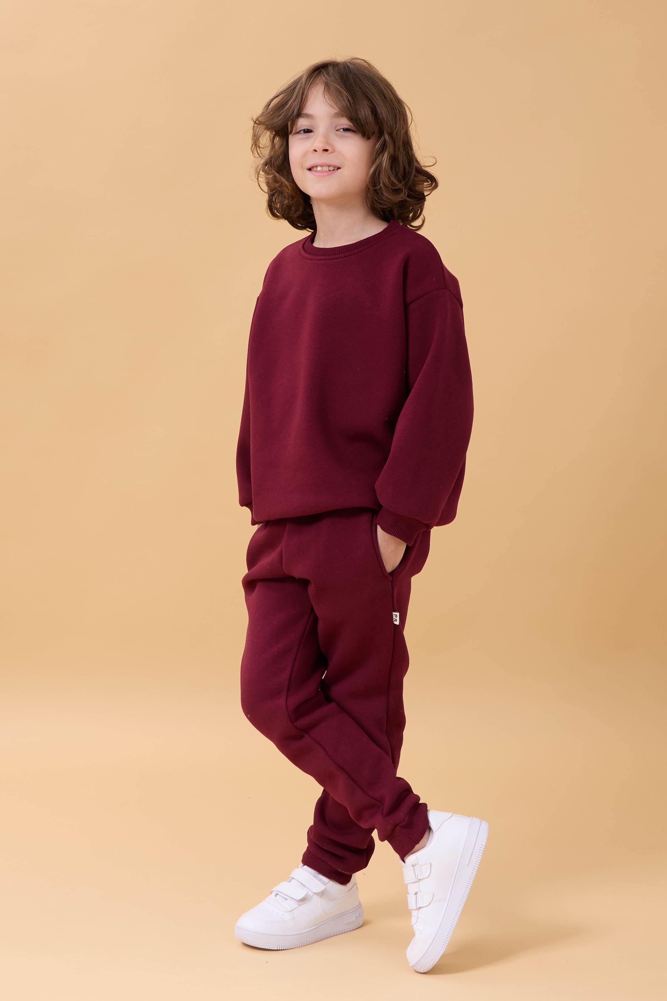 Erkek Çocuk Bisiklet Yaka Şardonlu Kışlık 2'li Eşofman Takımı