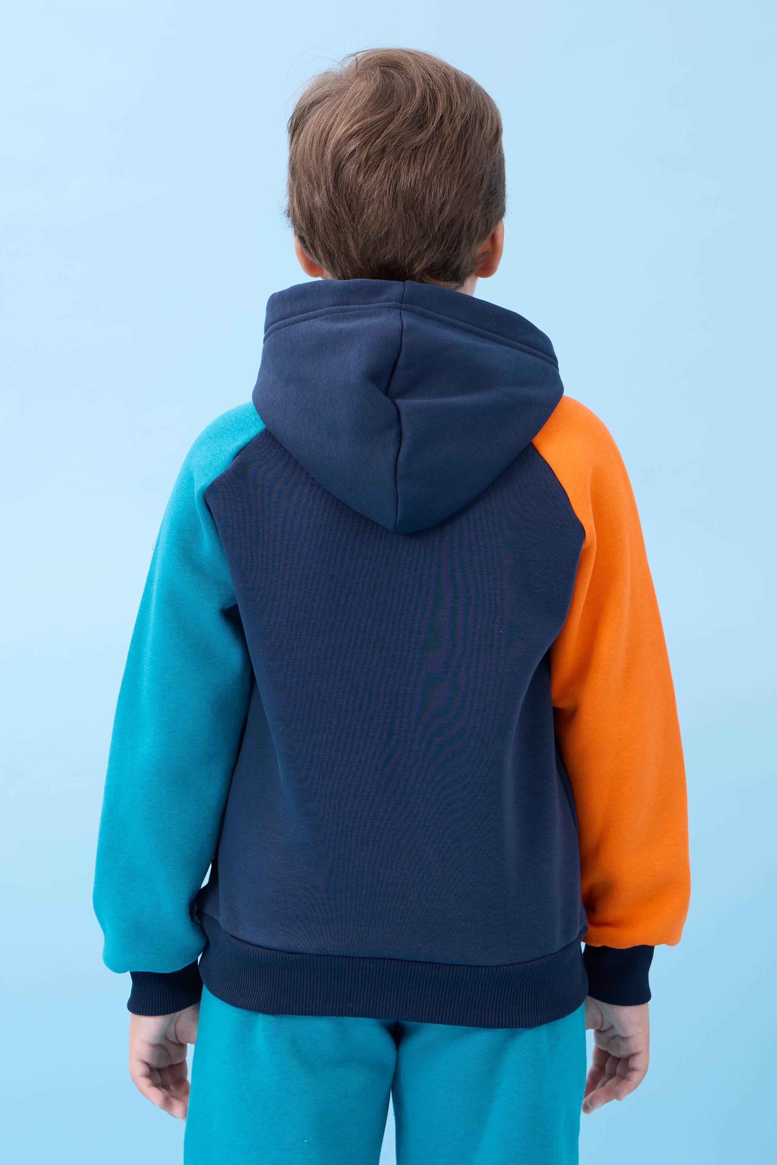 Erkek Çocuk Dad+Me Baskılı Kışlık Kapüşonlu İçi Polarlı Sweatshirt