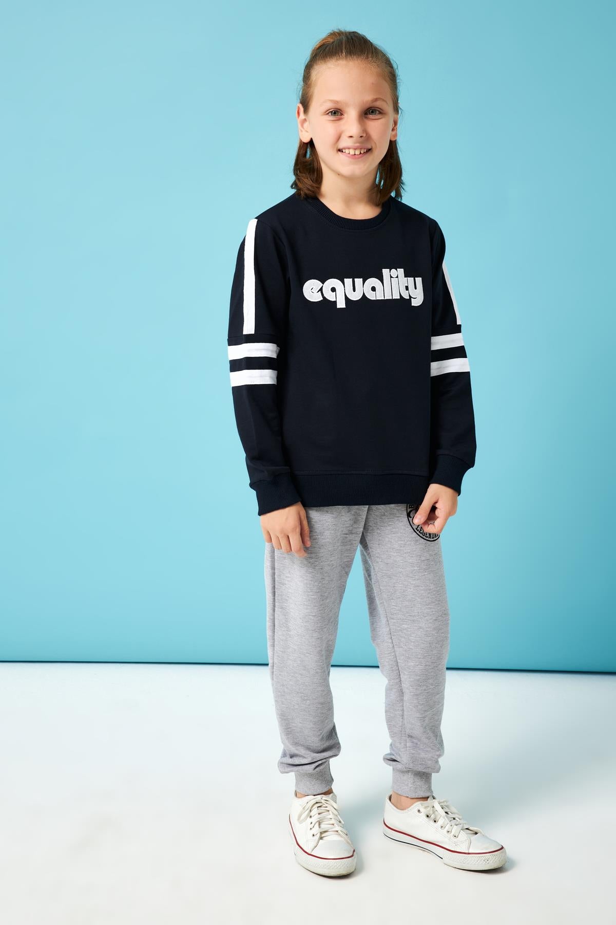 Equality Nakış Detaylı Erkek Çocuk Sweatshirt Lacivert - Perendi