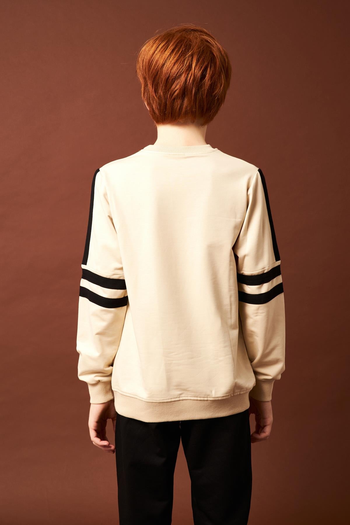 Equality Nakış Detaylı Erkek Çocuk Sweatshirt Taş - Perendi