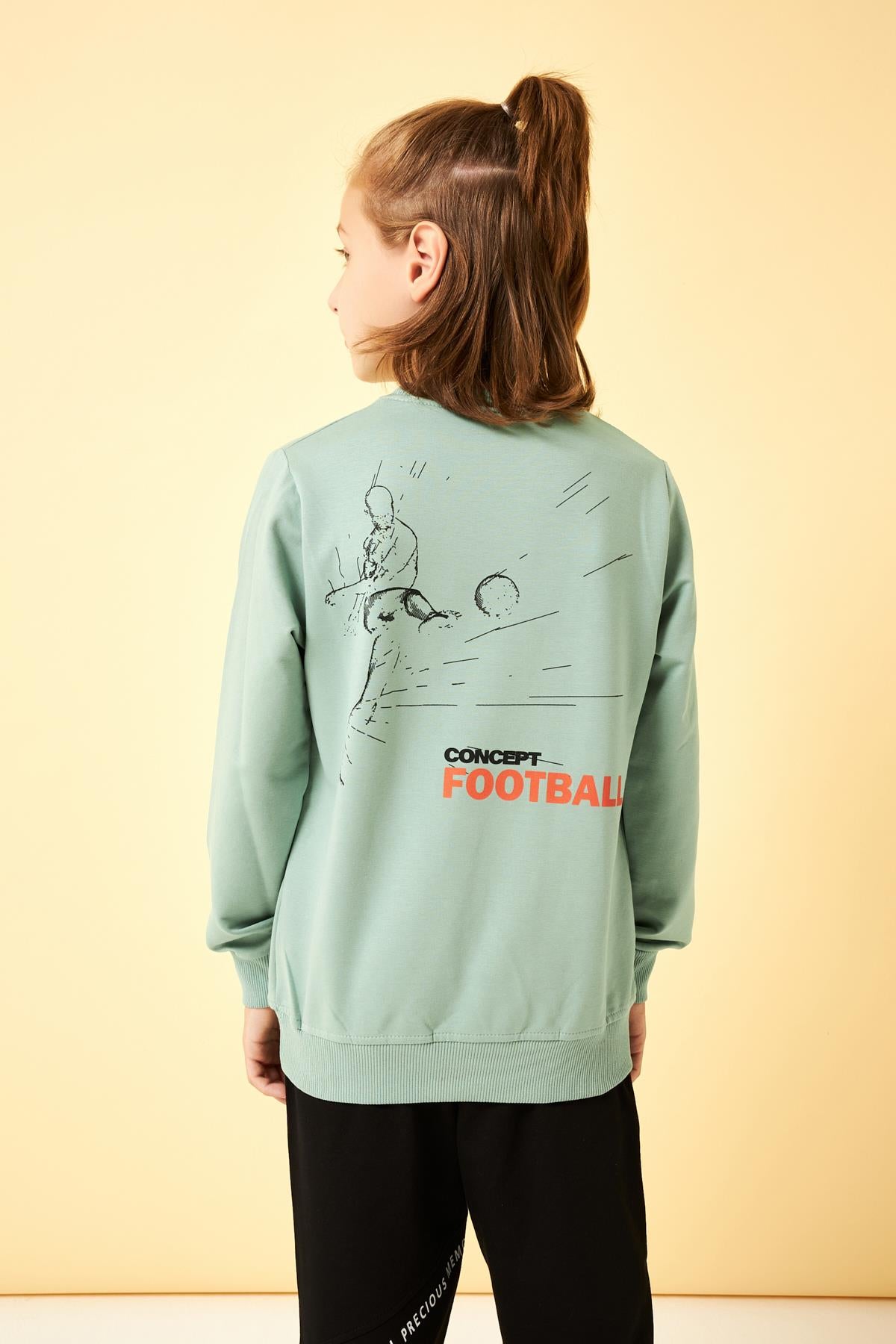 Football Baskı Detaylı Erkek Çocuk Sweatshirt Çağla - Perendi
