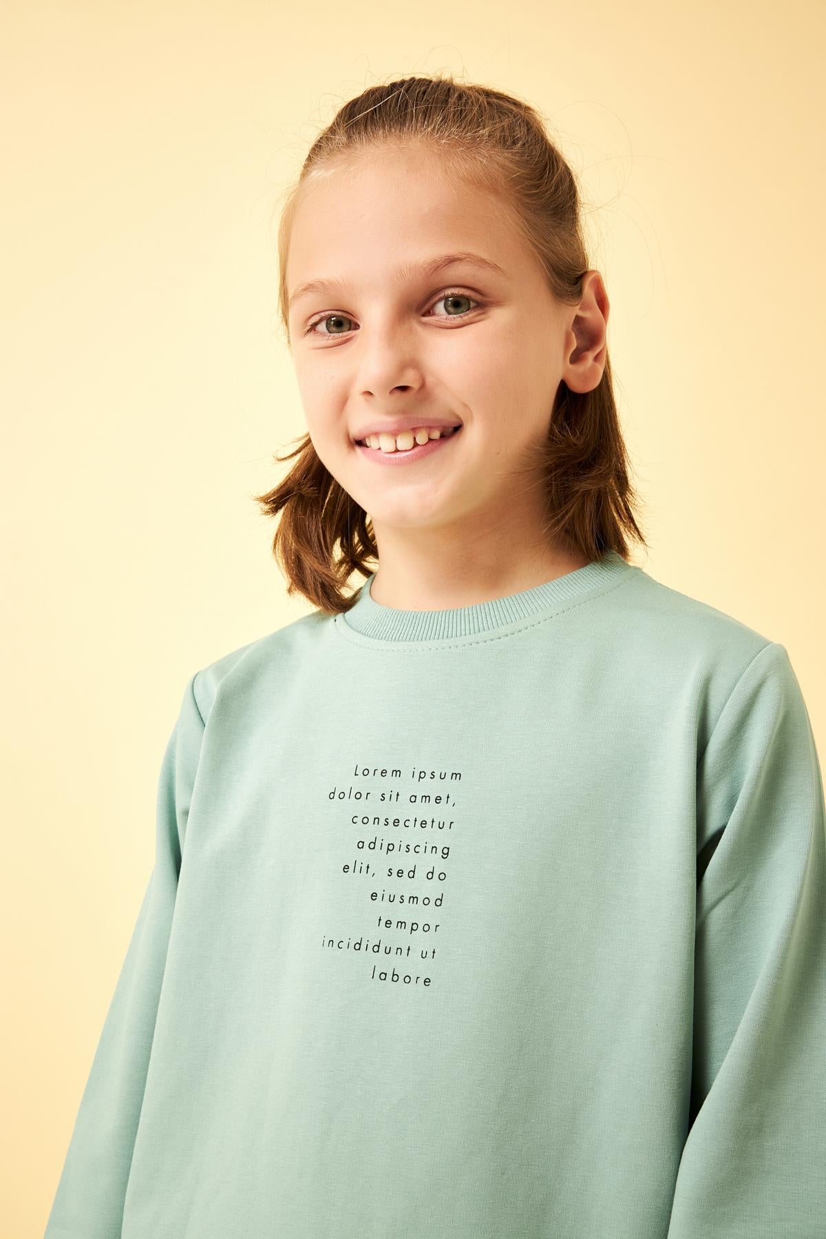 Football Baskı Detaylı Erkek Çocuk Sweatshirt Çağla - Perendi