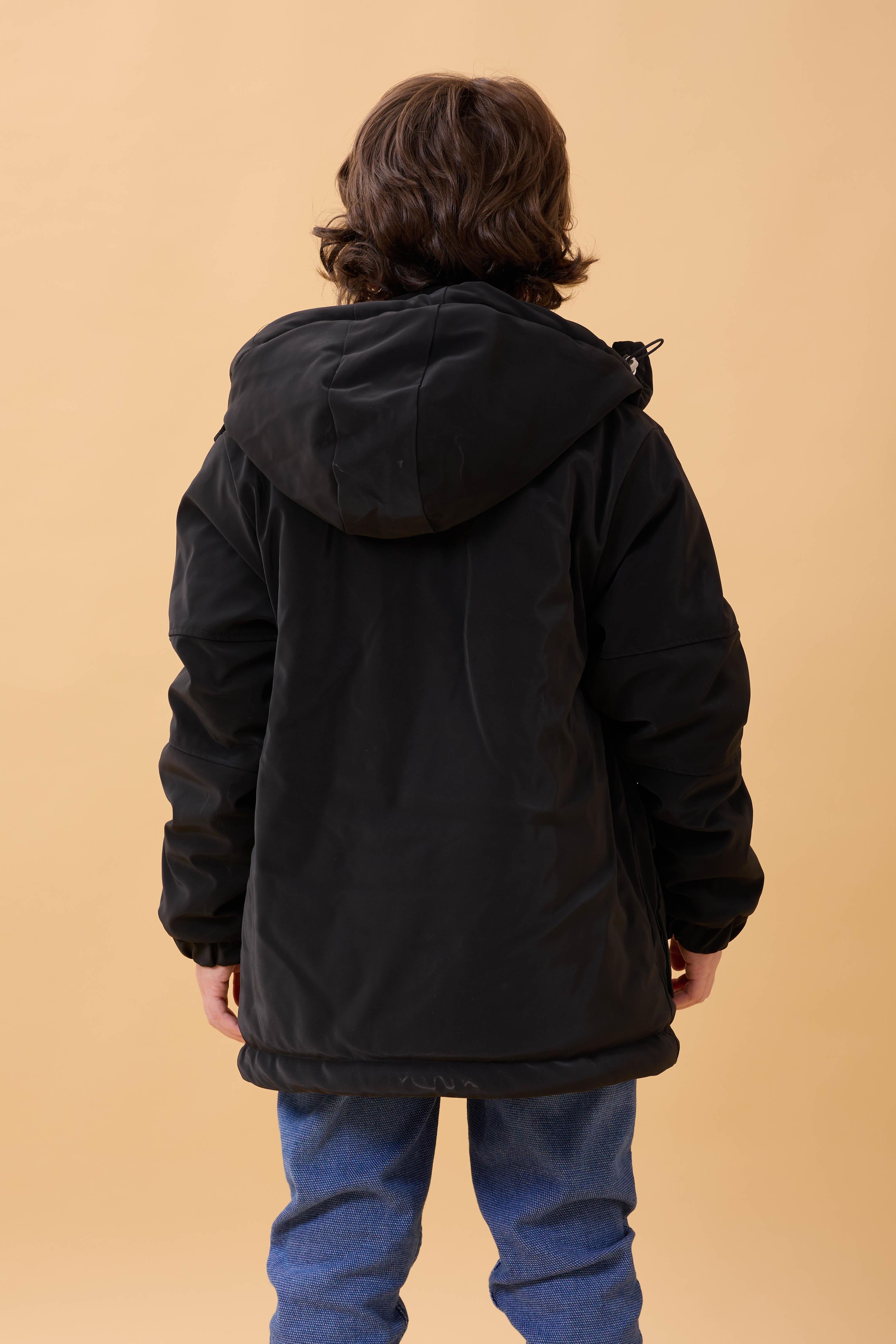 Erkek Çocuk İçi Kürklü Kapüşonlu Su İtici Kalın Kışlık Mont