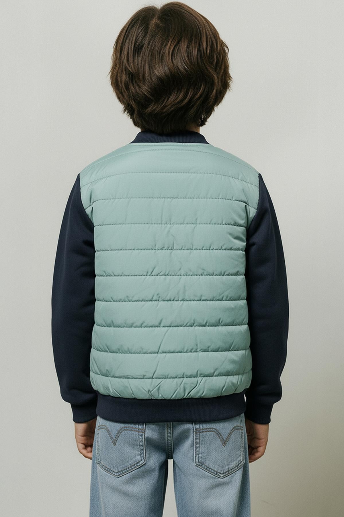 Erkek Çocuk İçi Peluşlu Nakış Detaylı Kapitone Kolej Ceket