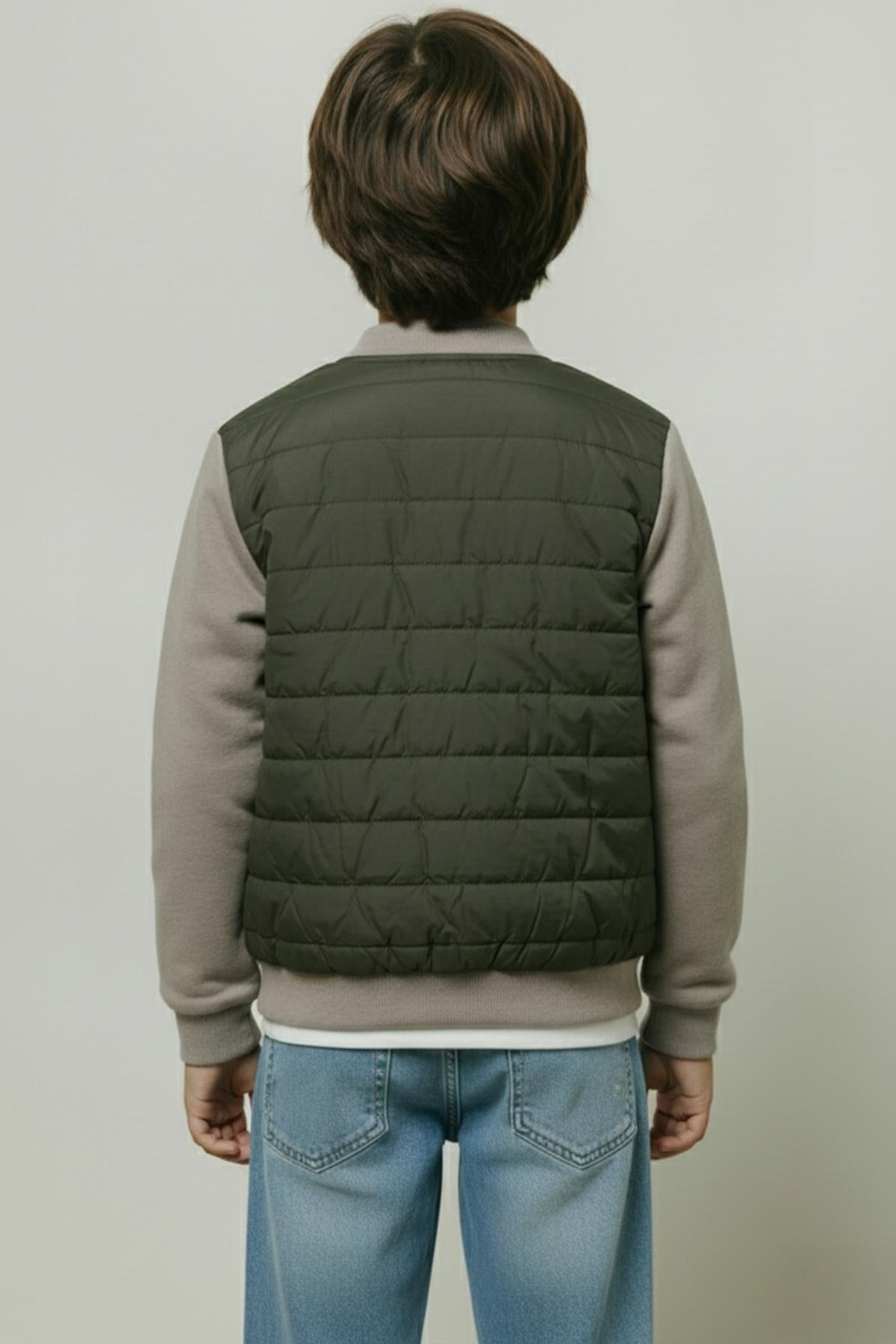 Erkek Çocuk İçi Peluşlu Nakış Detaylı Kapitone Kolej Ceket