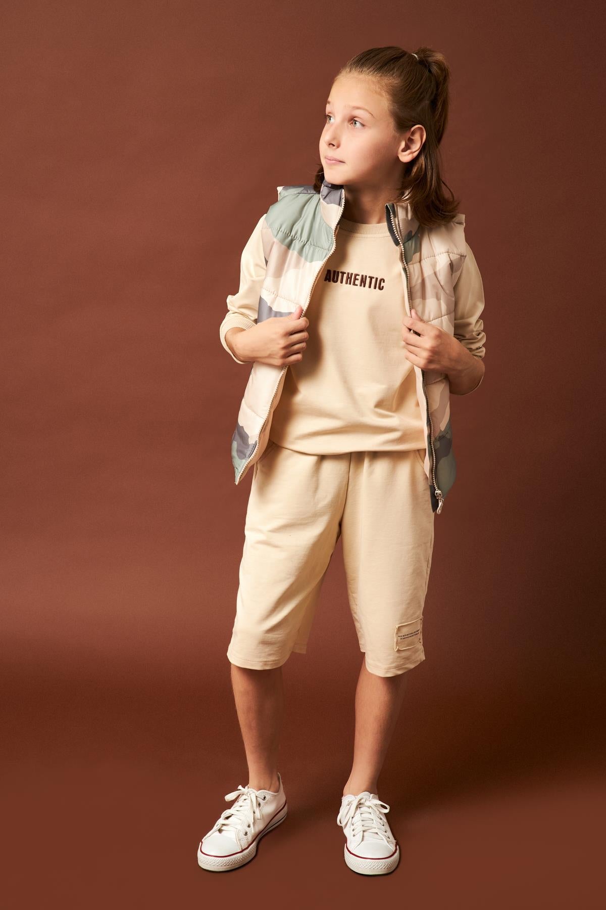 Kamuflaj Desenli Erkek Çocuk Yelek Taş - Perendi