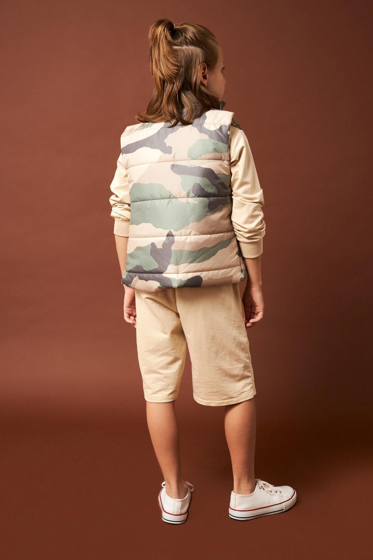 Kamuflaj Desenli Erkek Çocuk Yelek Taş - Perendi