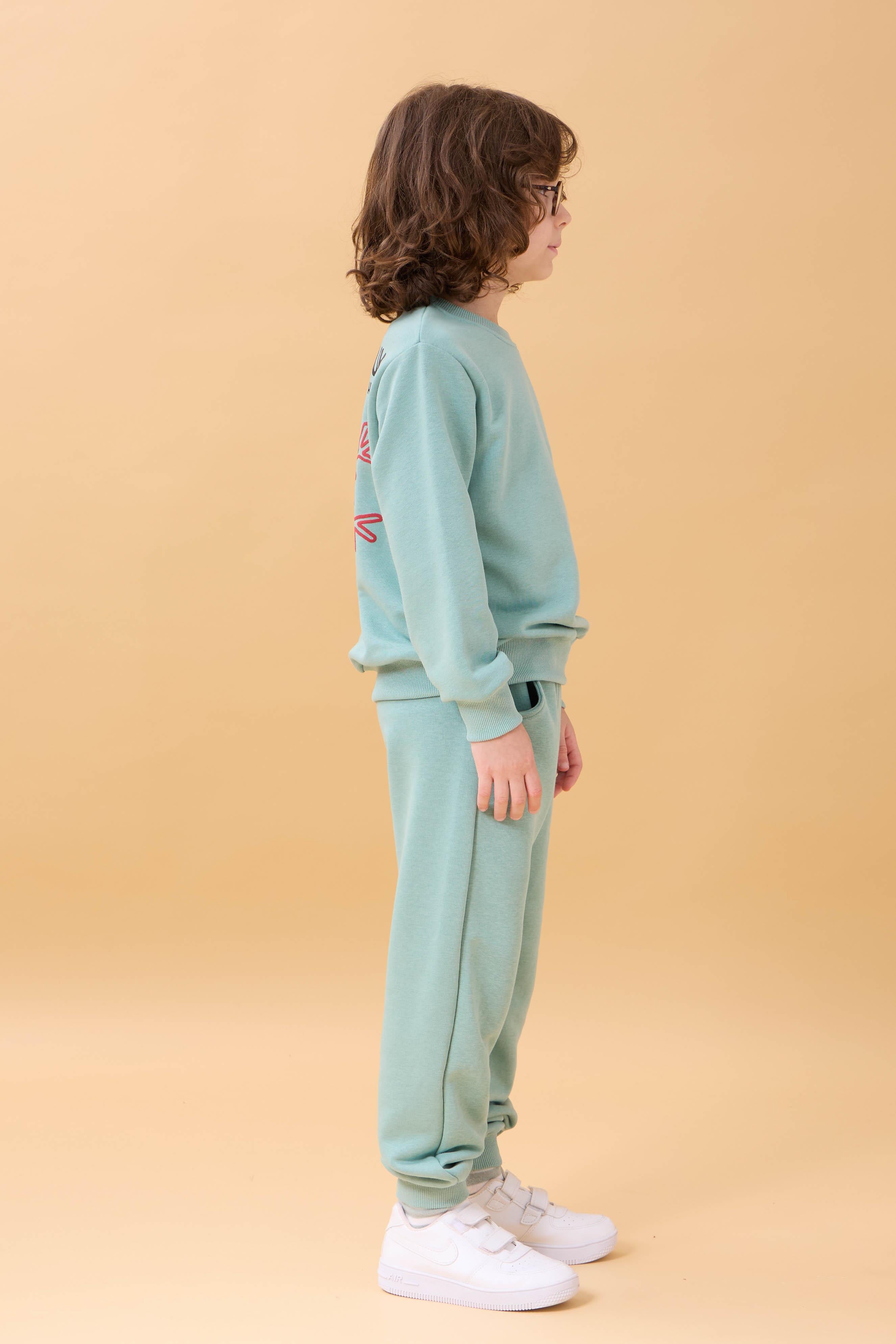 Erkek Çocuk Nakış Baskı Detaylı Mevsimlik İkili Takım