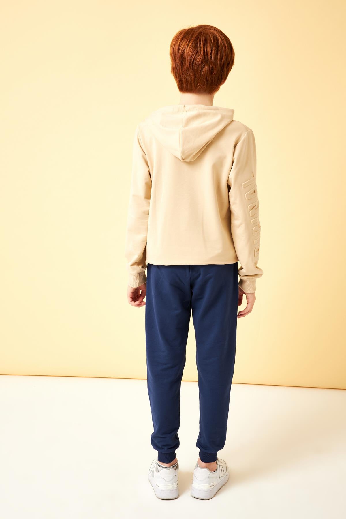 One Baskı Detaylı Erkek Çocuk Eşofman Altı İndigo - Perendi