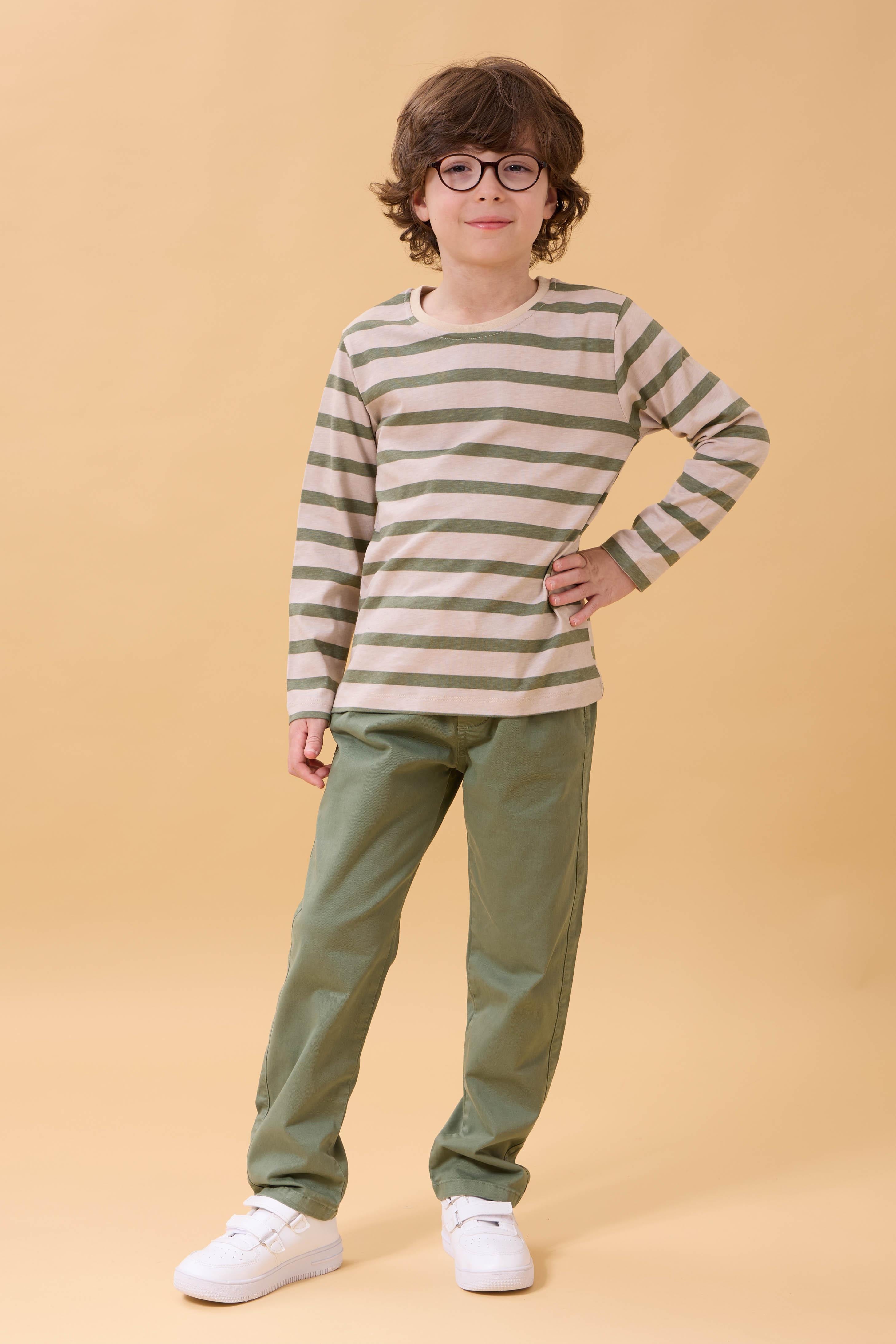 Erkek Çocuk Pamuklu Gabardin Jogger Pantolon Haki