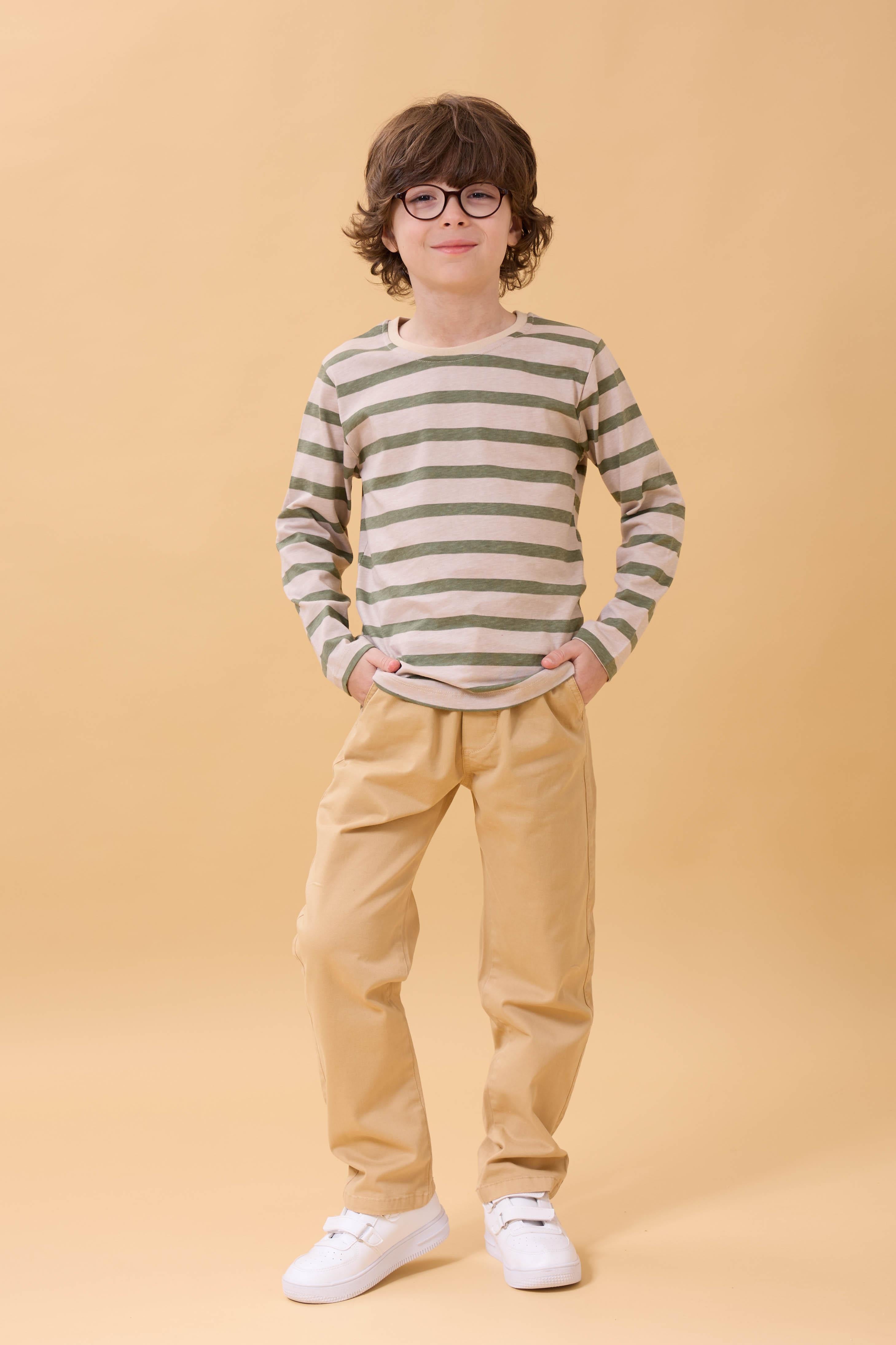 Erkek Çocuk Pamuklu Gabardin Jogger Pantolon Kahverengi