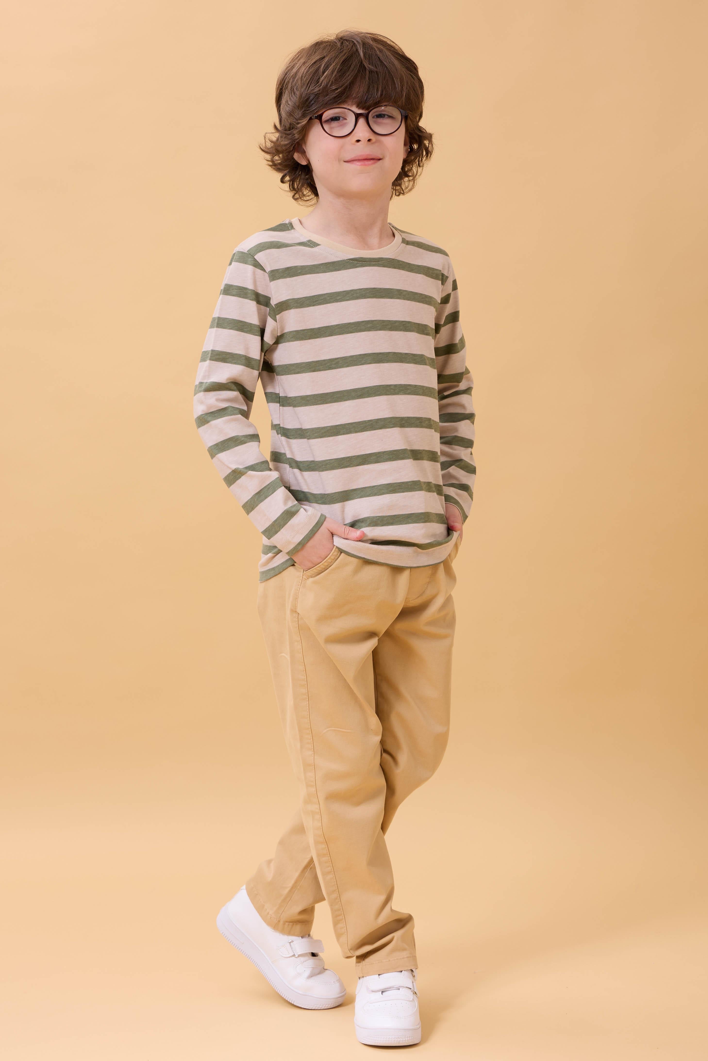 Erkek Çocuk Pamuklu Gabardin Jogger Pantolon Kahverengi