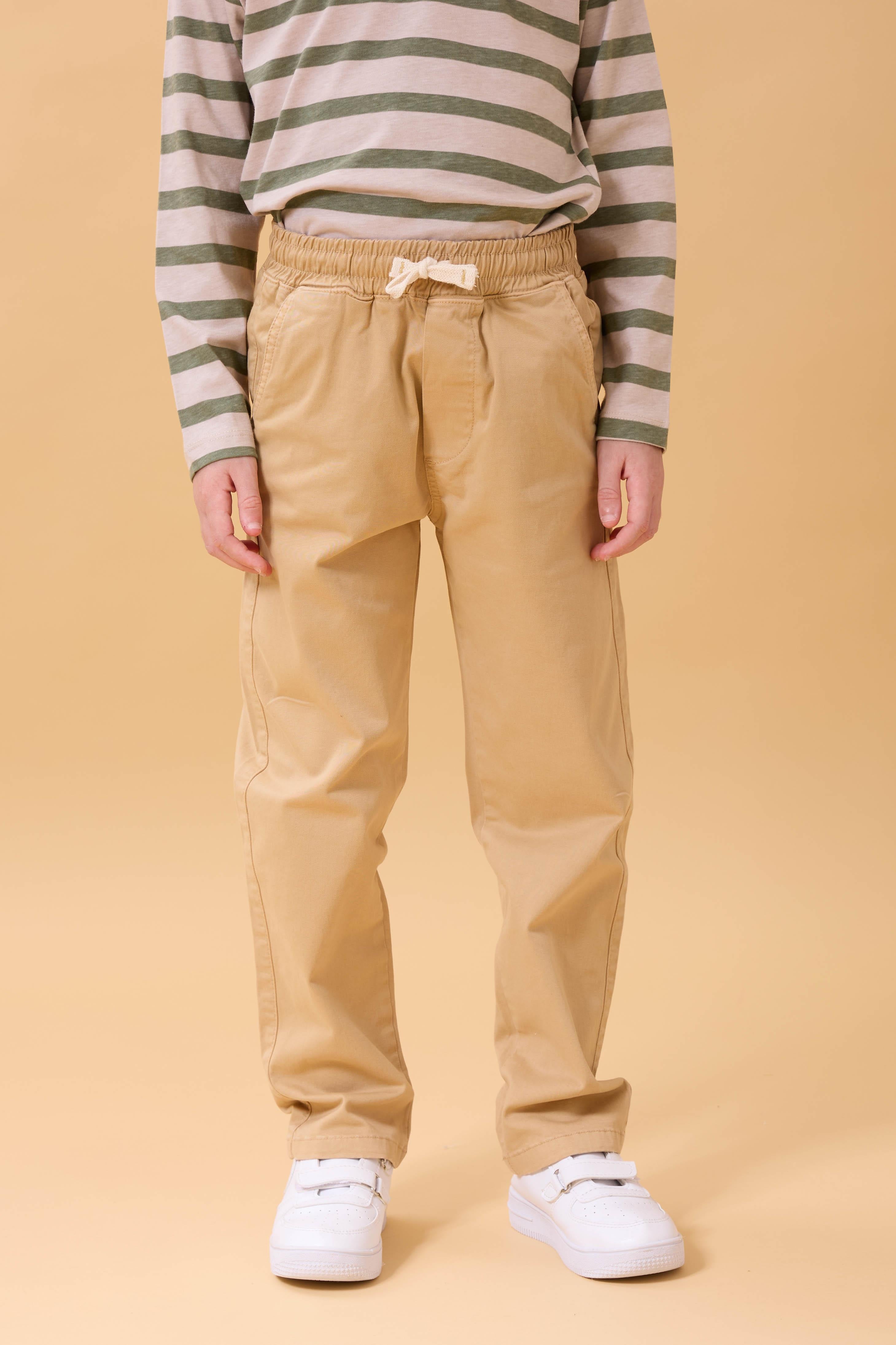 Erkek Çocuk Pamuklu Gabardin Jogger Pantolon Kahverengi