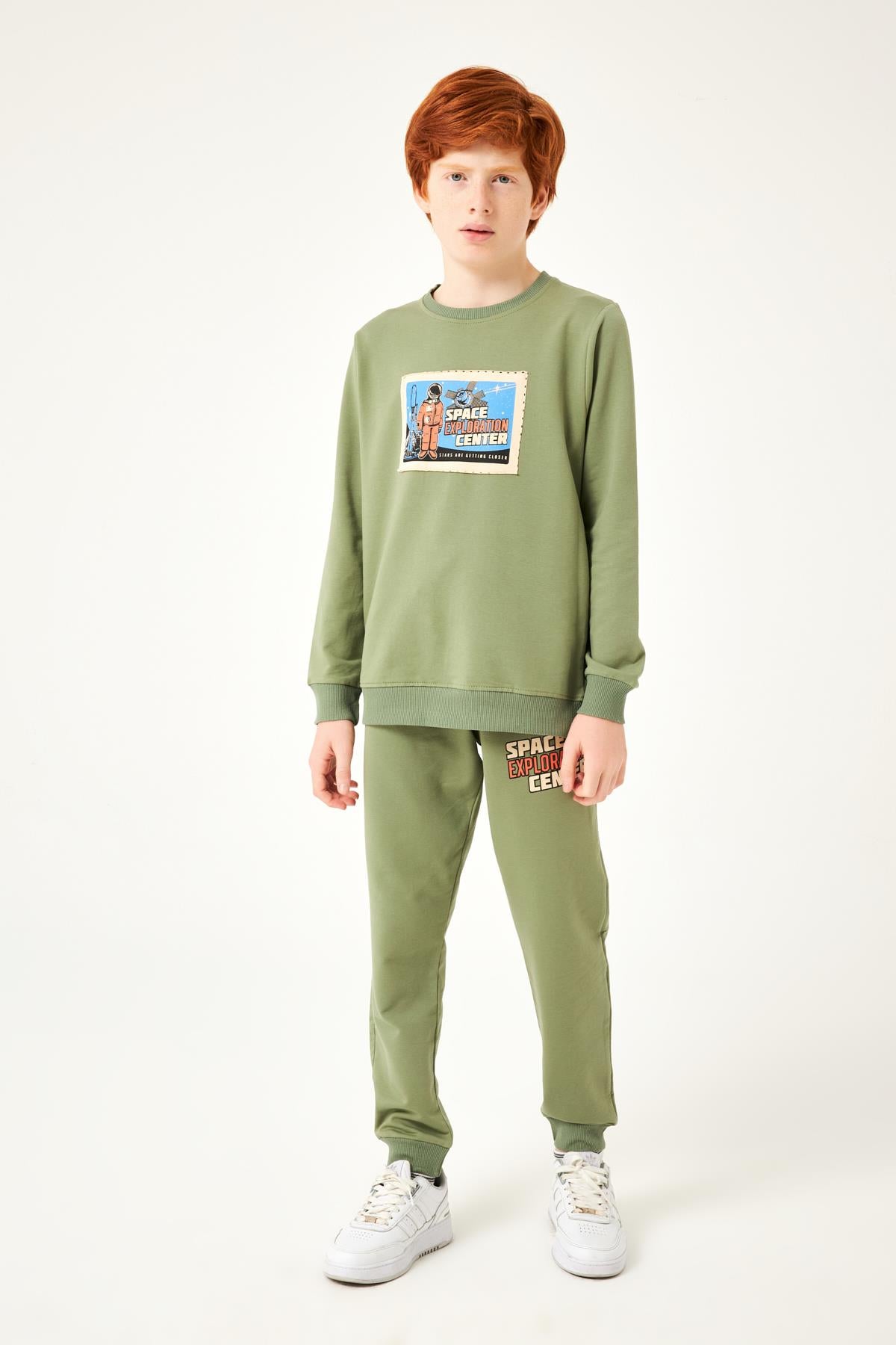 Space Detaylı Erkek Çocuk Takım Haki - Perendi