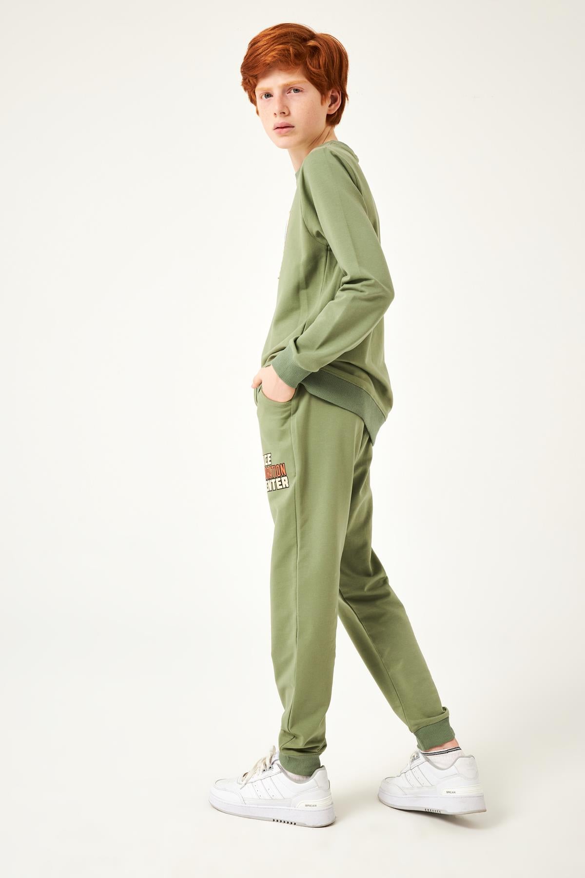 Space Detaylı Erkek Çocuk Takım Haki - Perendi