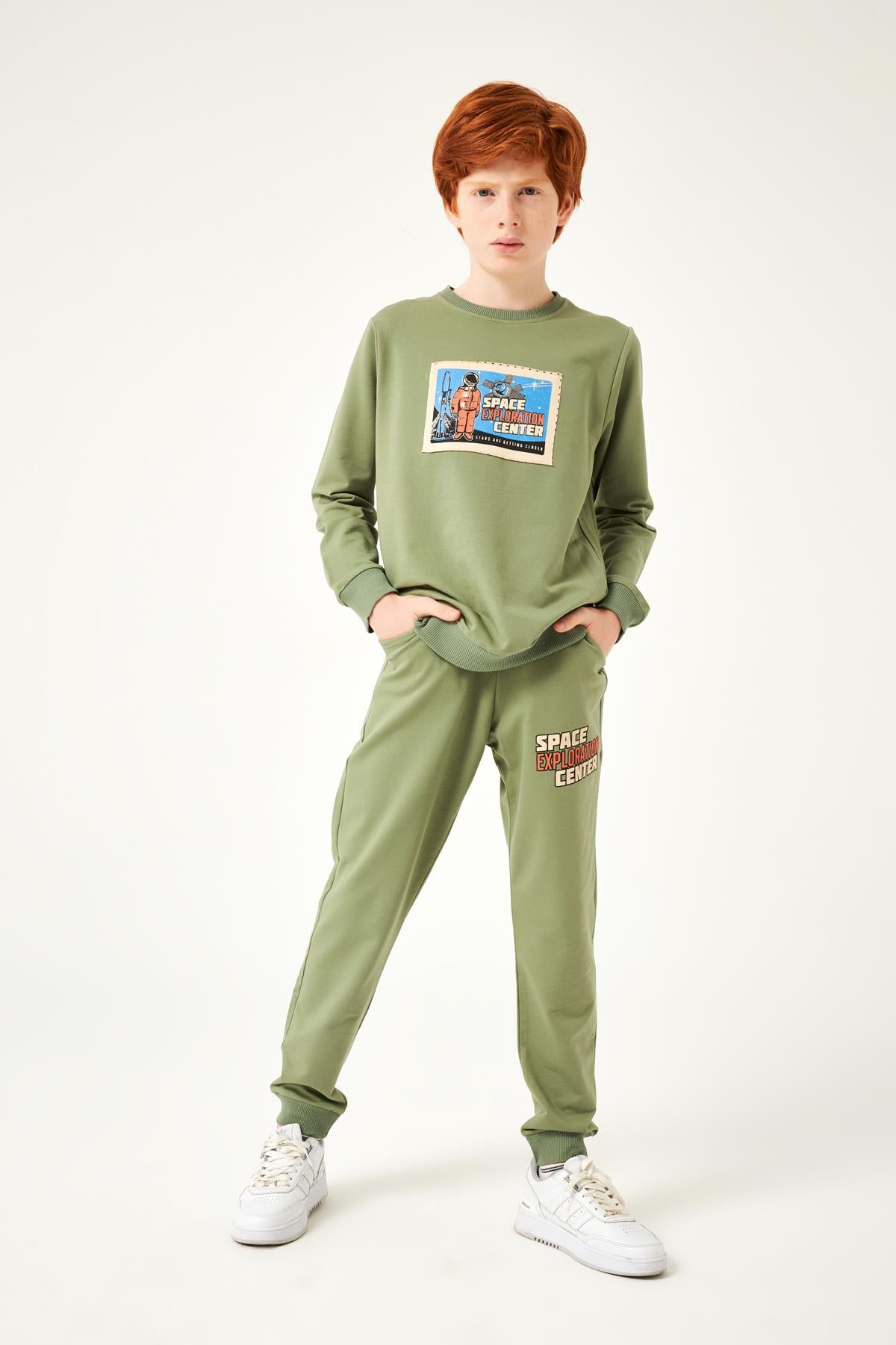 Space Detaylı Erkek Çocuk Takım Haki - Perendi