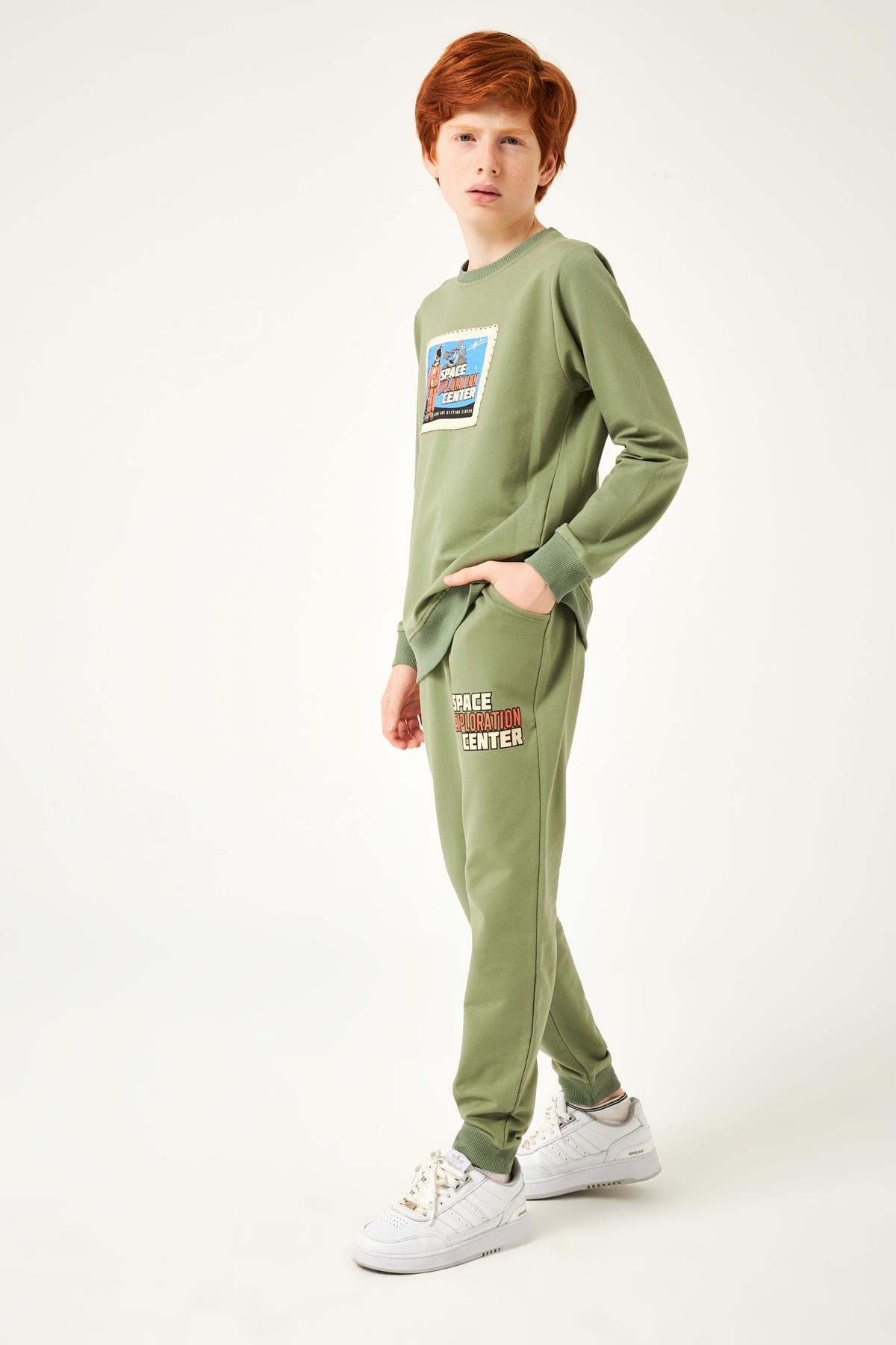 Space Detaylı Erkek Çocuk Takım Haki - Perendi