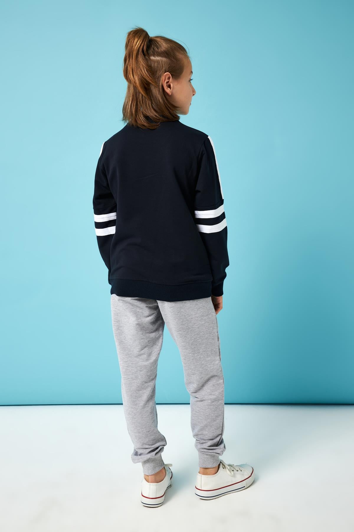 Superior Baskı Detaylı Erkek Çocuk Eşofman Altı Gri Melanj - Perendi