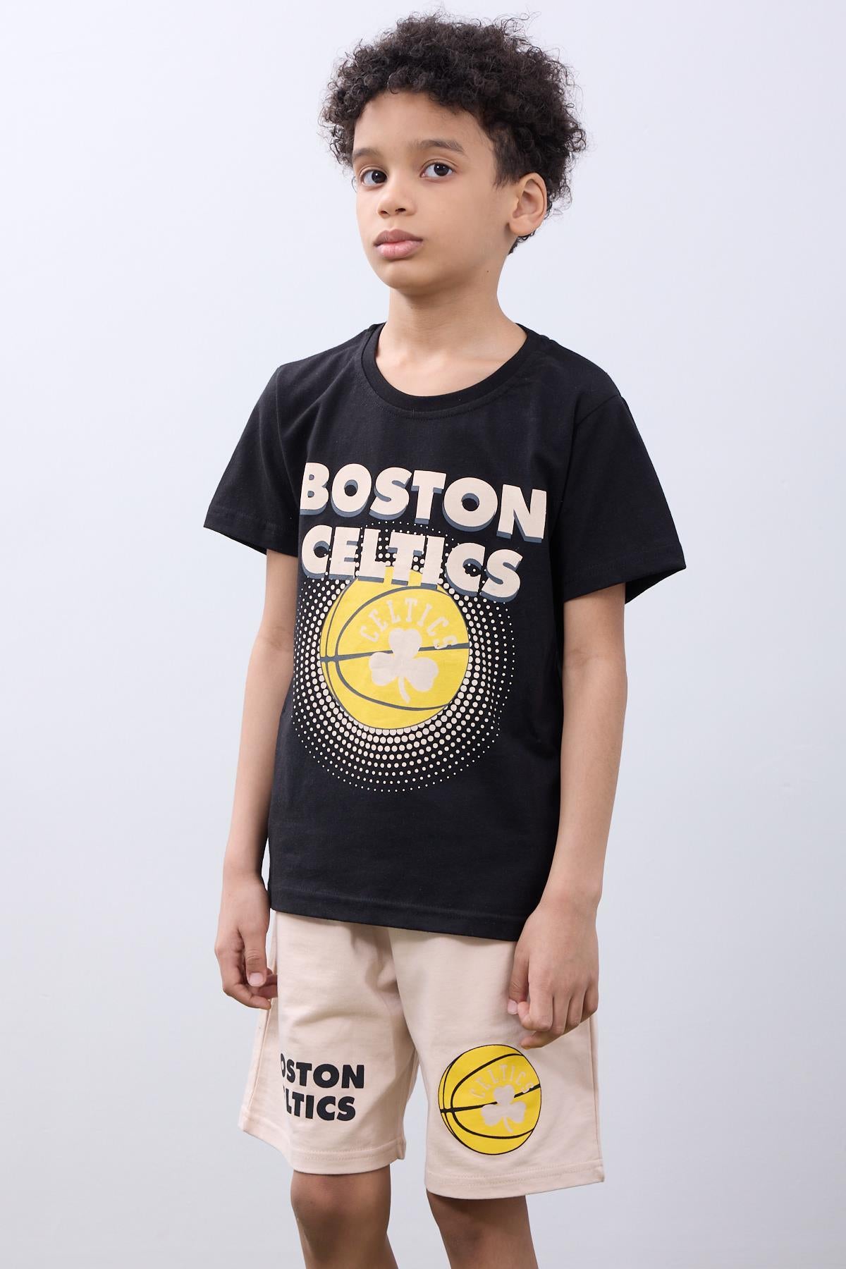 Erkek Çocuk Basketbol Baskılı Şortlu Takım