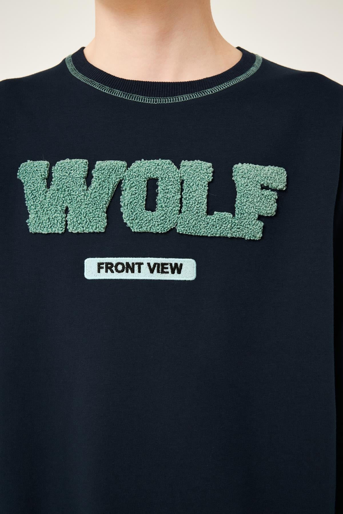 Wolf Nakış Detaylı Erkek Çocuk Takım Lacivert - Perendi