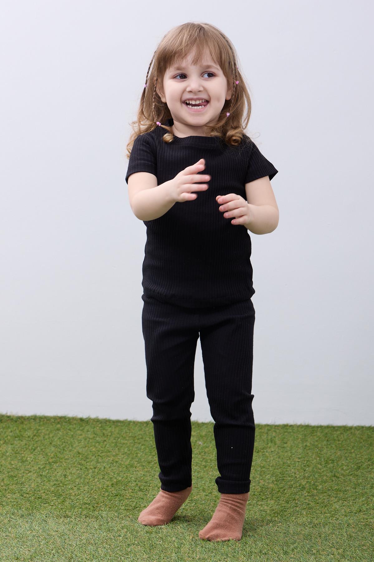 Fırfır Detaylı Pamuklu Üçlü Kız Çocuk Takımı