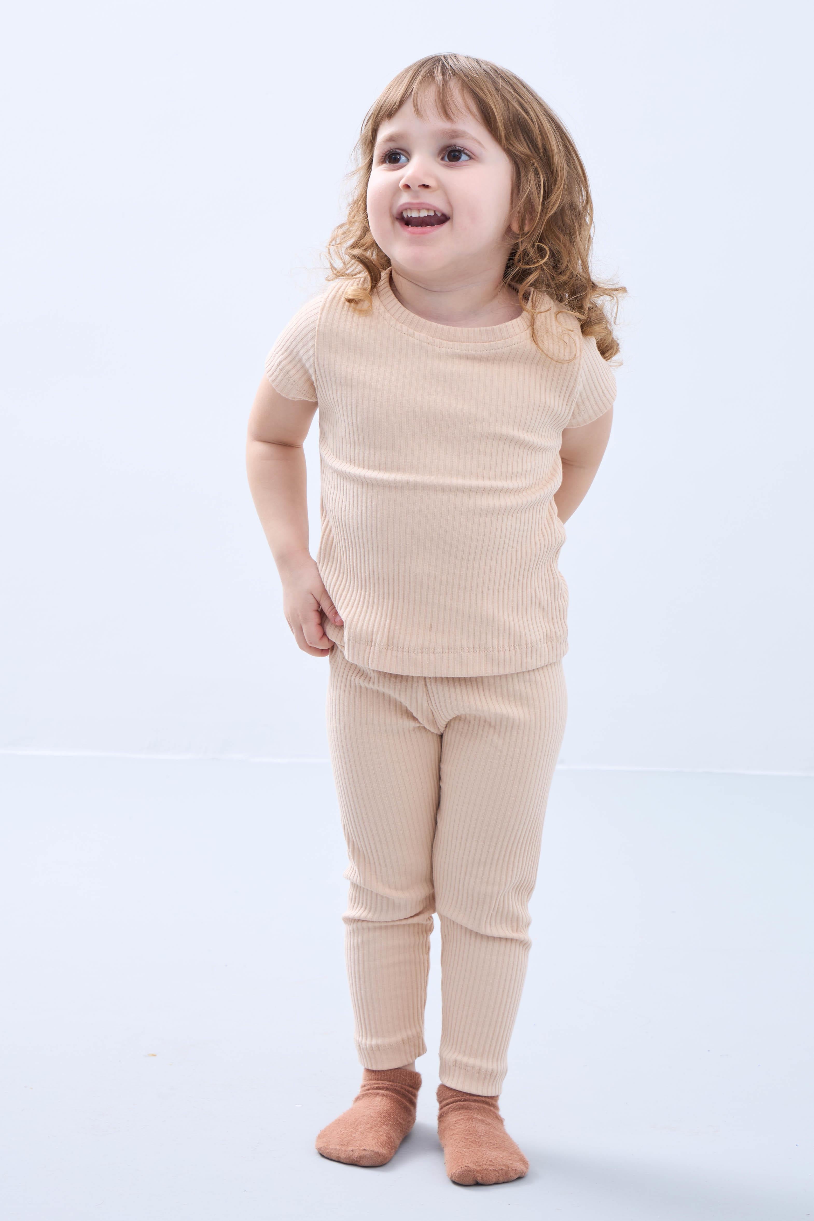 Fırfır Detaylı Pamuklu Üçlü Kız Çocuk Takımı