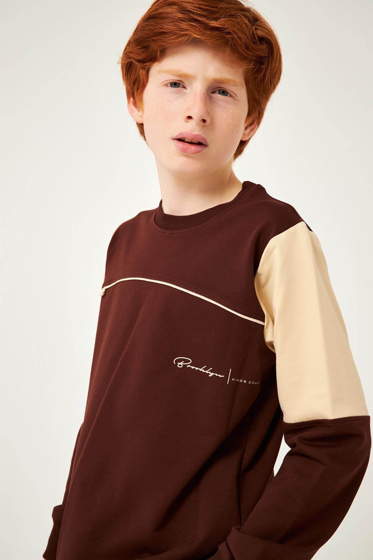 Garnili Ara Biyeli Erkek Çocuk Sweatshirt