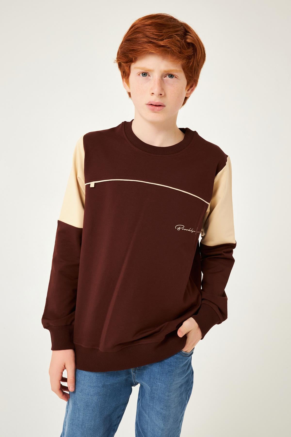 Garnili Ara Biyeli Erkek Çocuk Sweatshirt