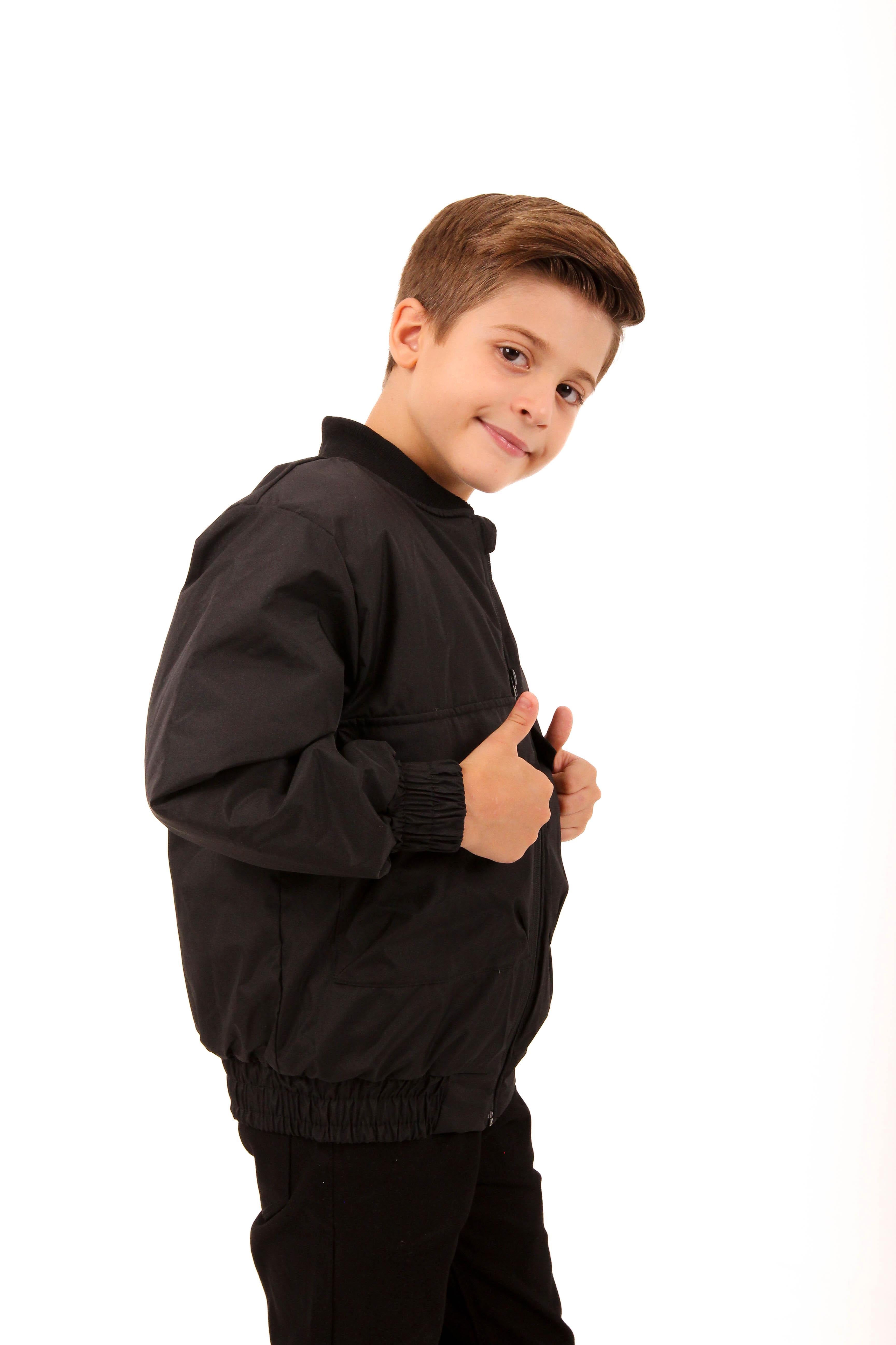 Geniş Cep Detaylı Erkek Çocuk Bomber Ceket