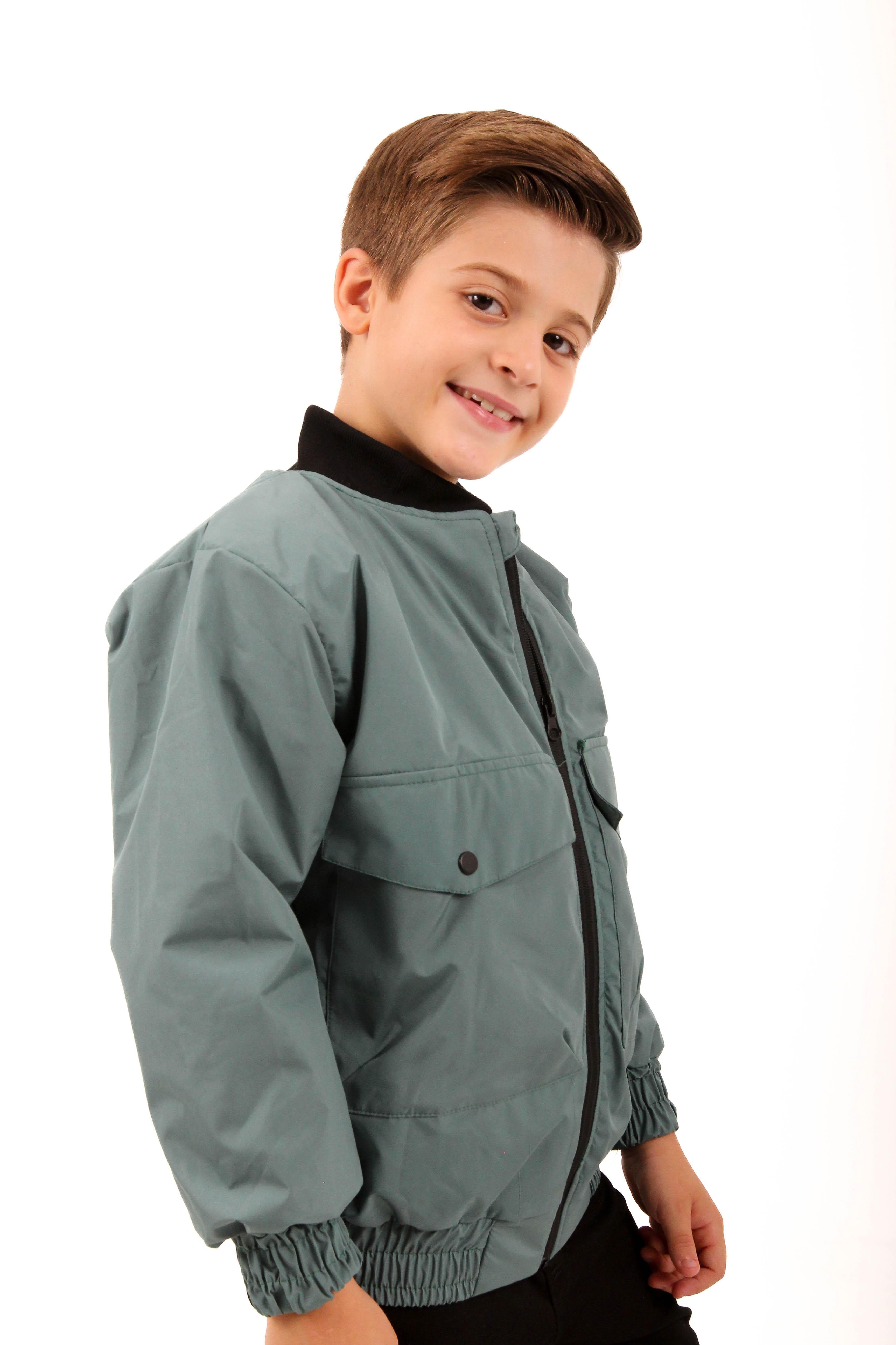 Geniş Cep Detaylı Erkek Çocuk Bomber Ceket