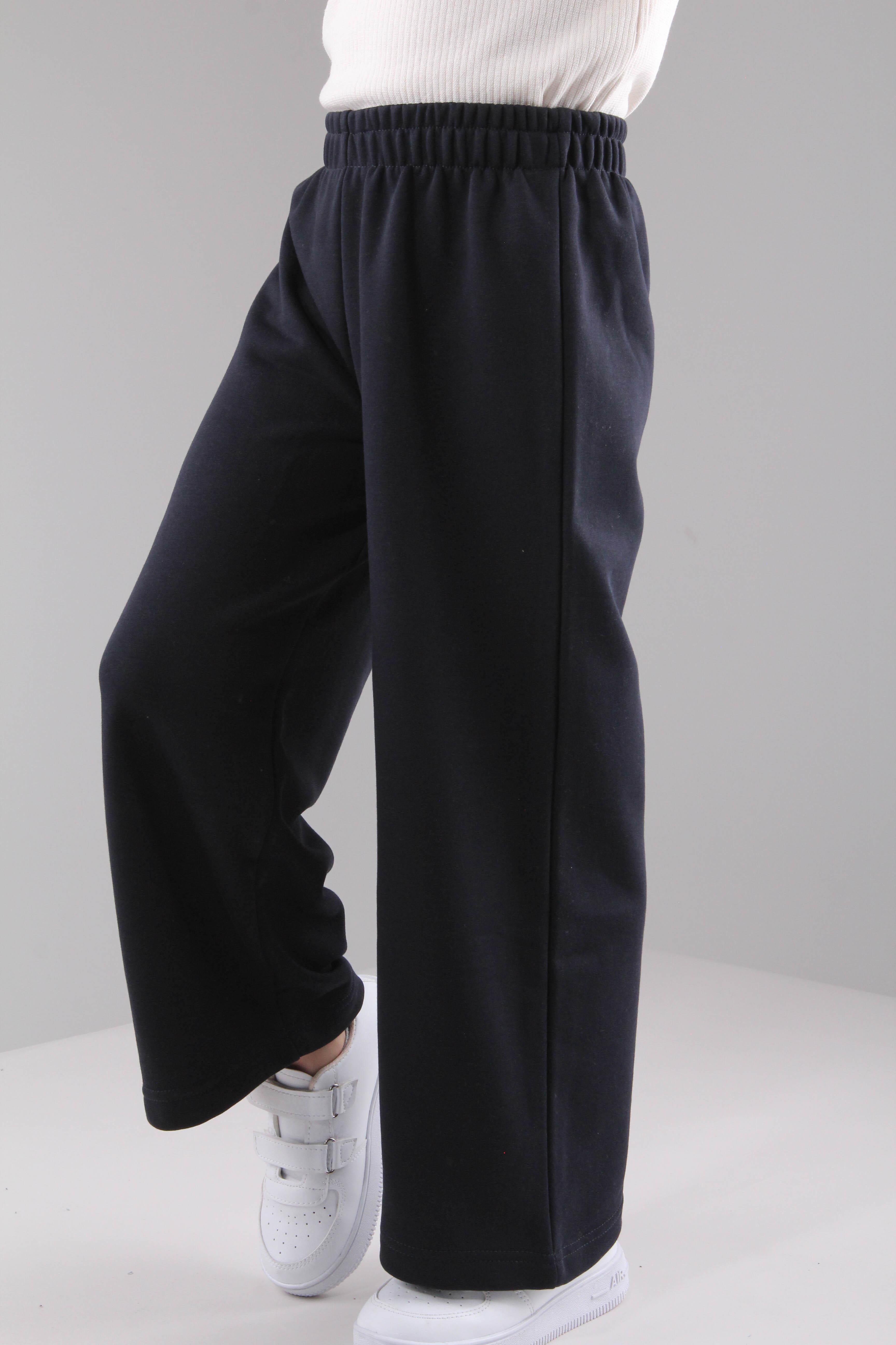 Geniş Kesim Rahat Kız Çocuk Eşofman Altı Lacivert - Perendi