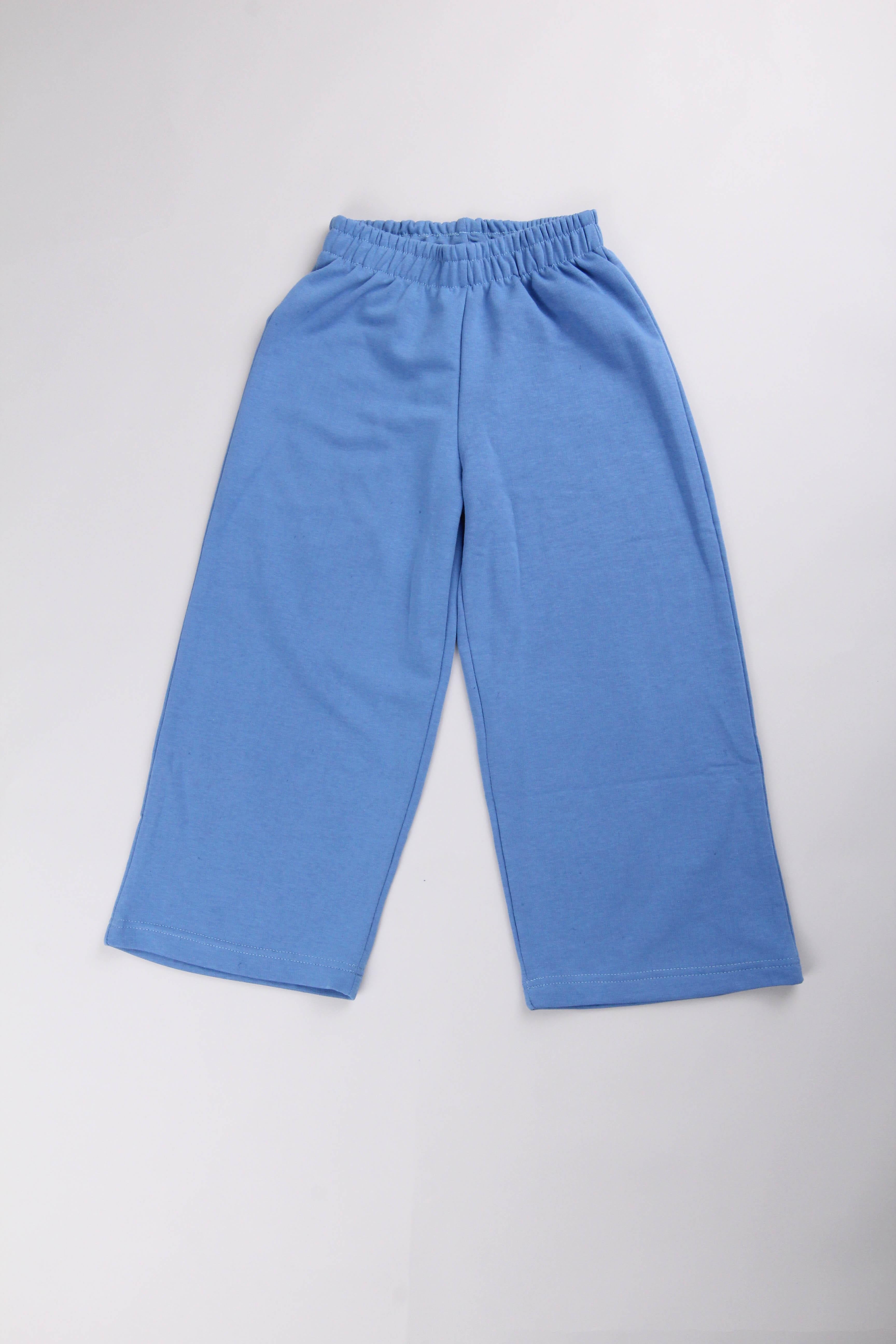 Geniş Kesim Rahat Kız Çocuk Eşofman Altı Mavi - Perendi